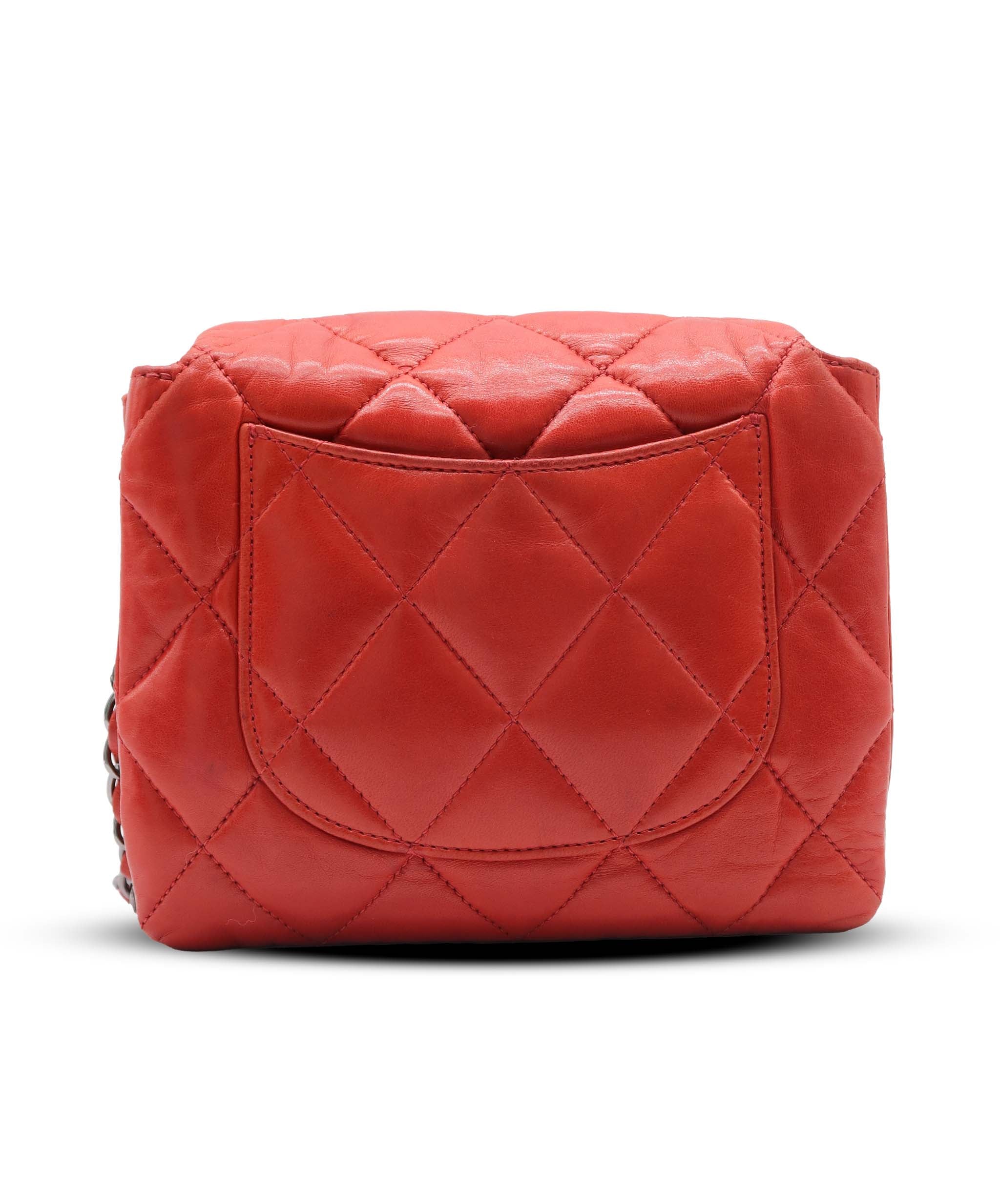 CHANEL  QUILTED LAMBSKIN FLAP RED  ASC7286