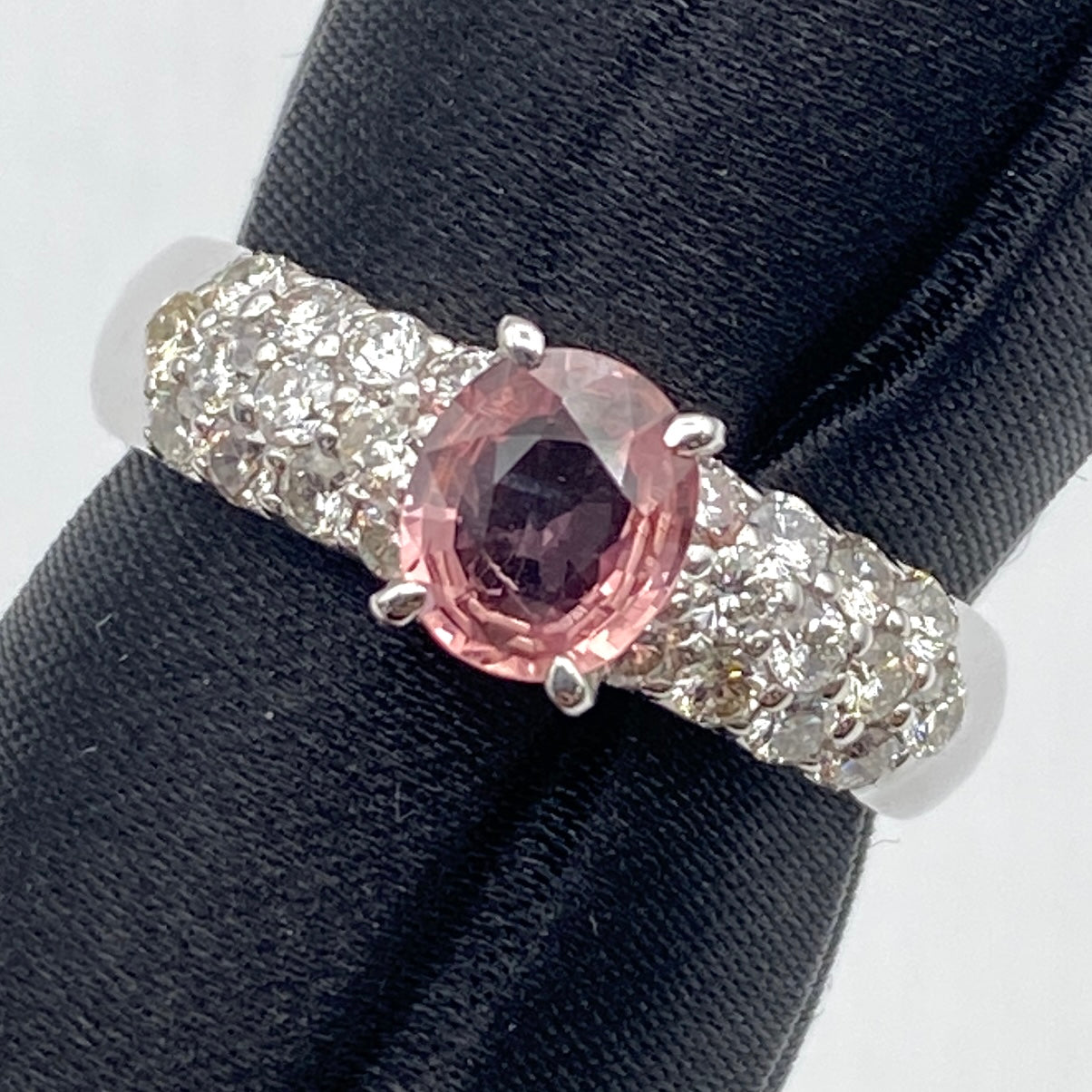 50646 Pt900 Paparazzi S Ring Noheat PLP0.75 D0.60 Orangy pink 6.5g AIGS US6.5