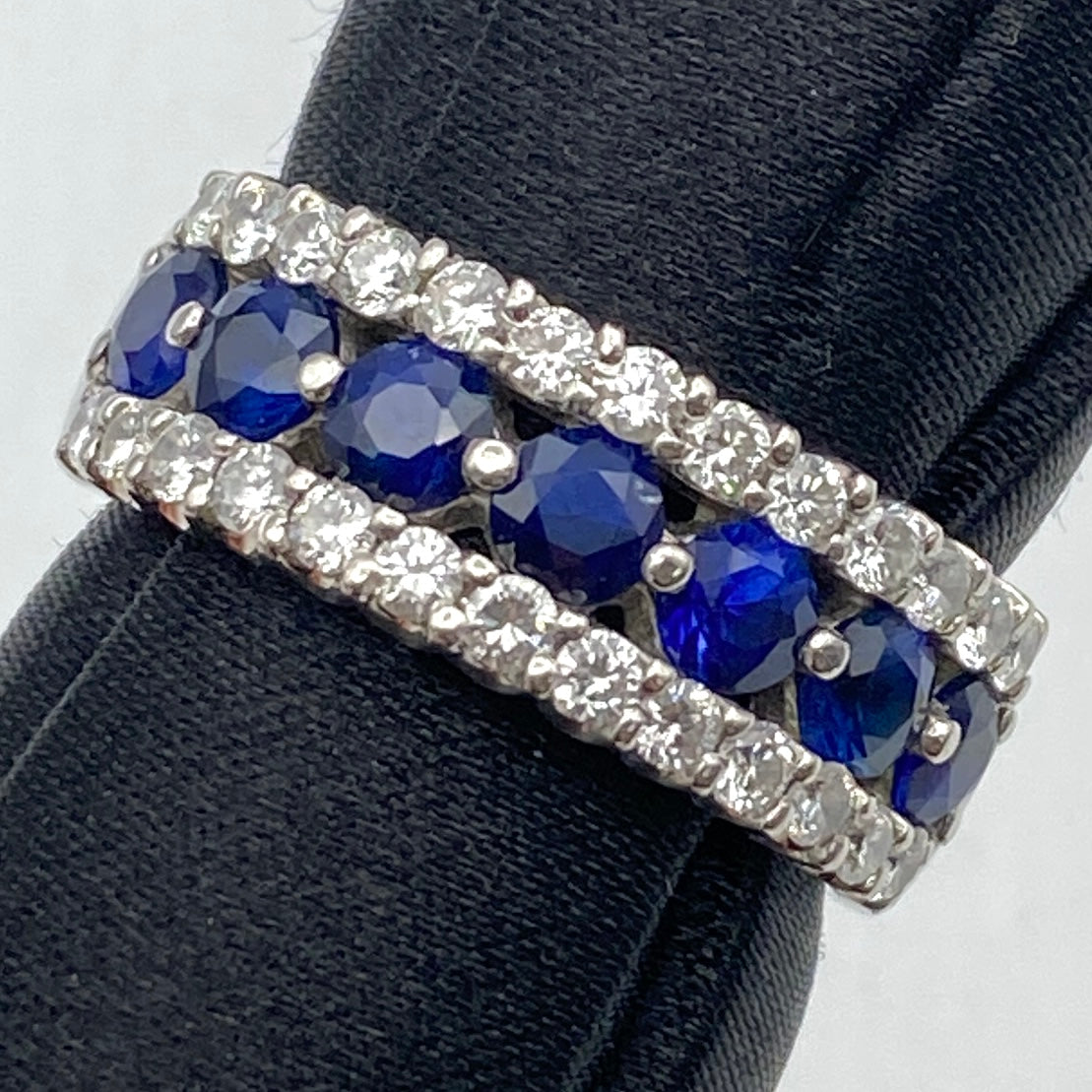 50628 Pt900 sapphire ring S1.56 D0.66 11.8g GRJ US6.5