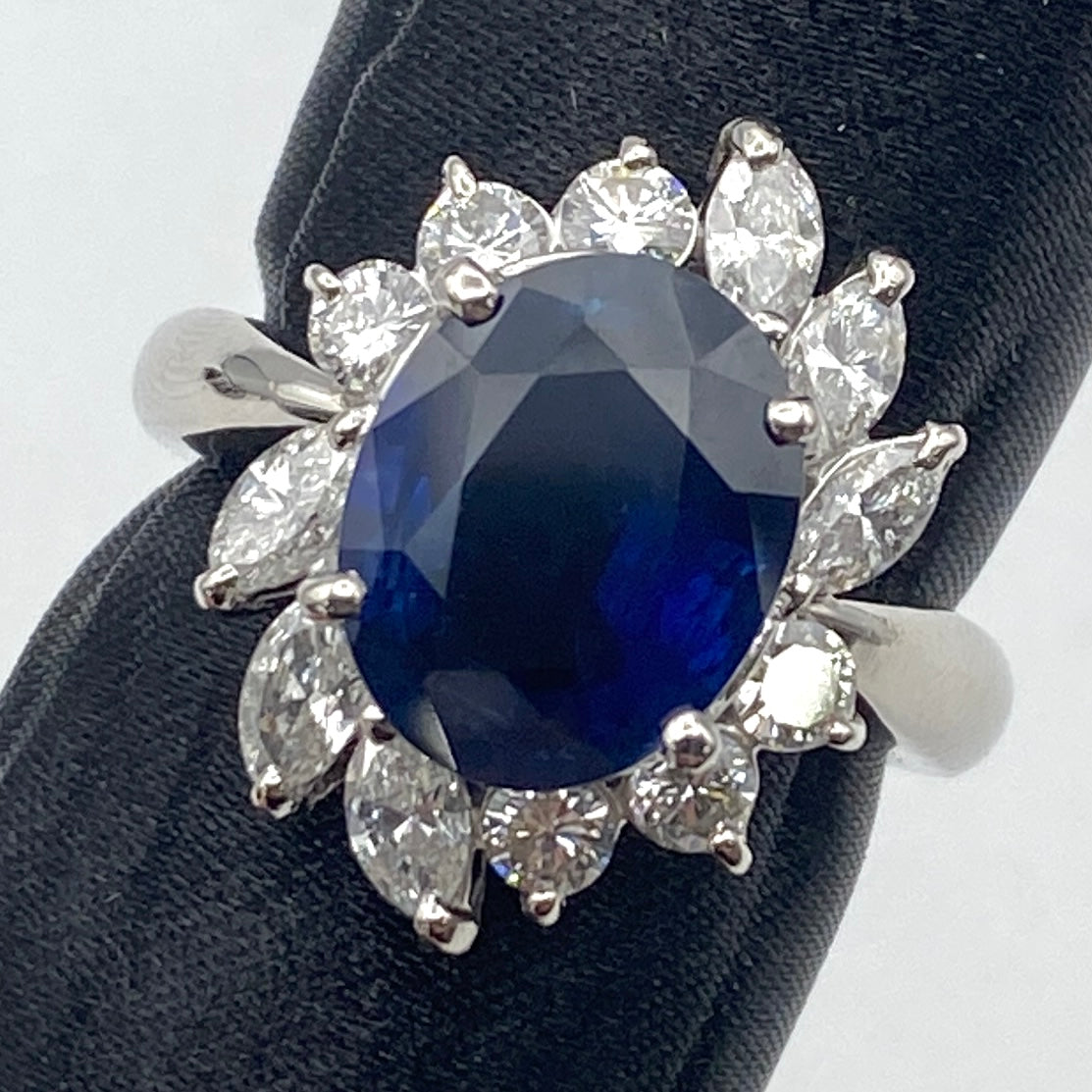 50396 Pt900 sapphire ring S3.78 D1.22 11.3g GRJ　US6.5