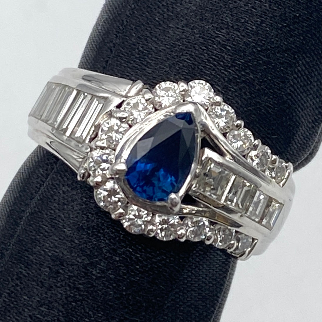 50342 Pt900 sapphire ring S0.73 D1.32 10.9g US6.25