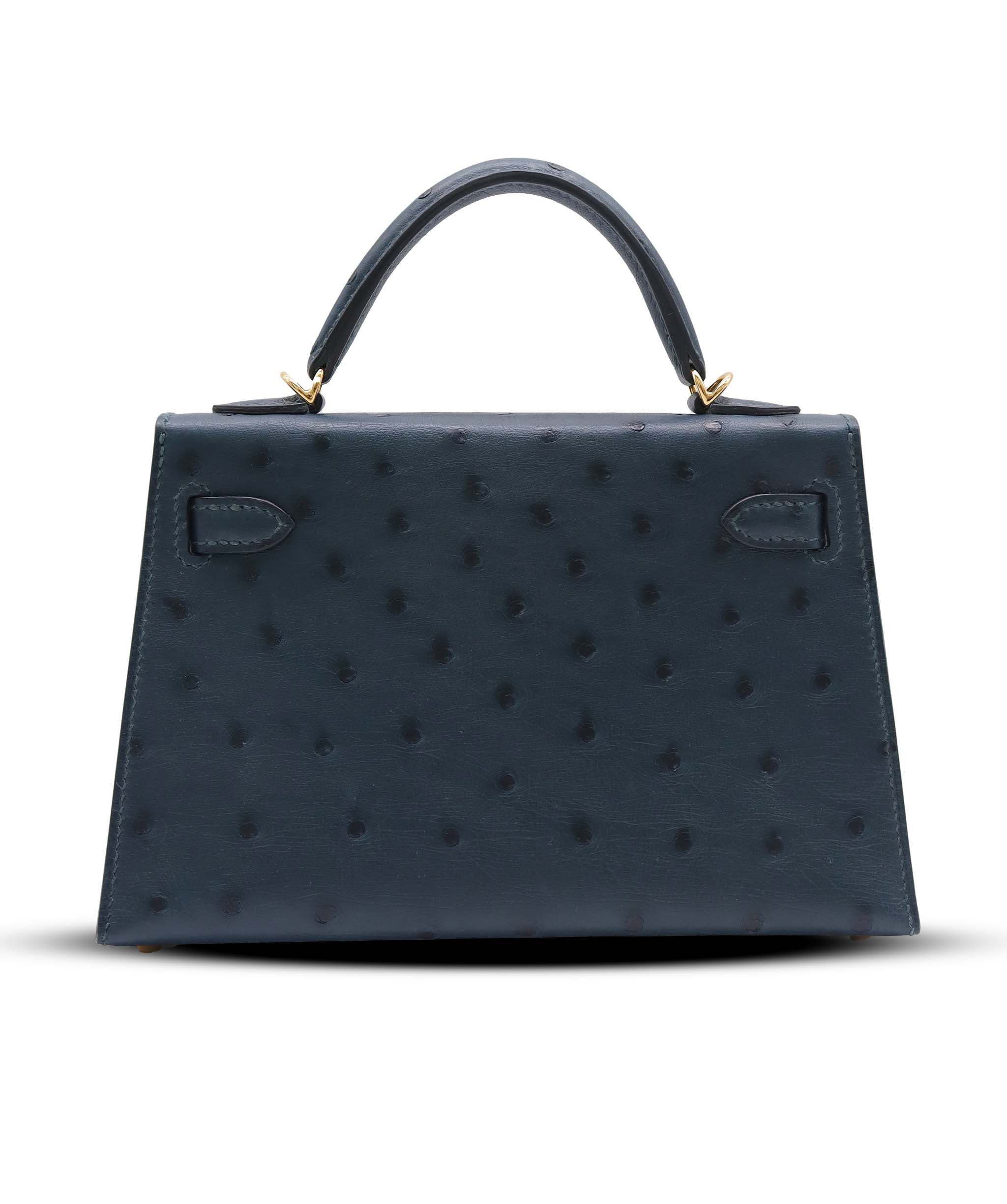 HERMES MINI KELLY VERT MANGROVE  OSTRICH  ASC7289