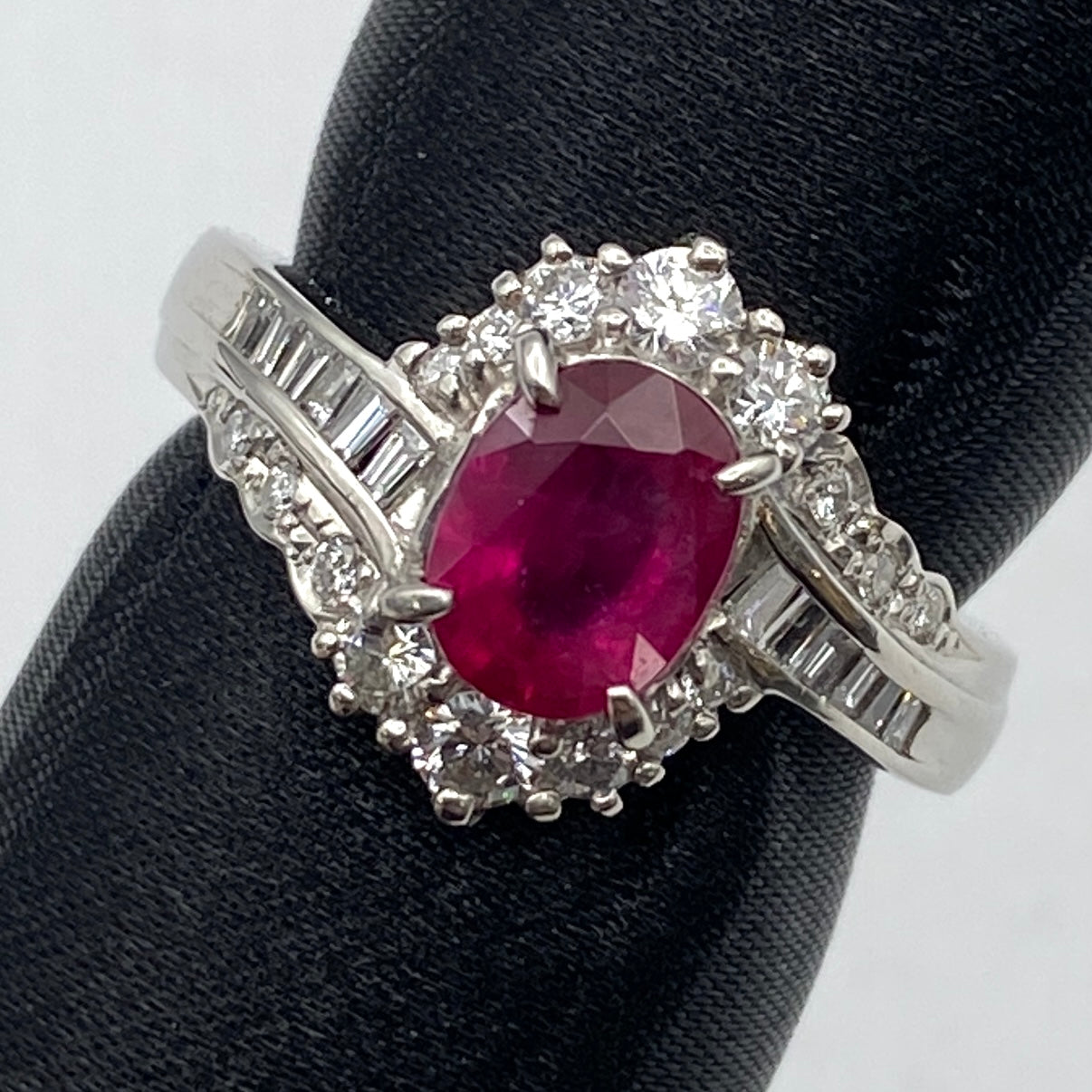 50614 Pt900 Ruby Ring R1.09 D0.54 7.6g China-Soviet US5.5