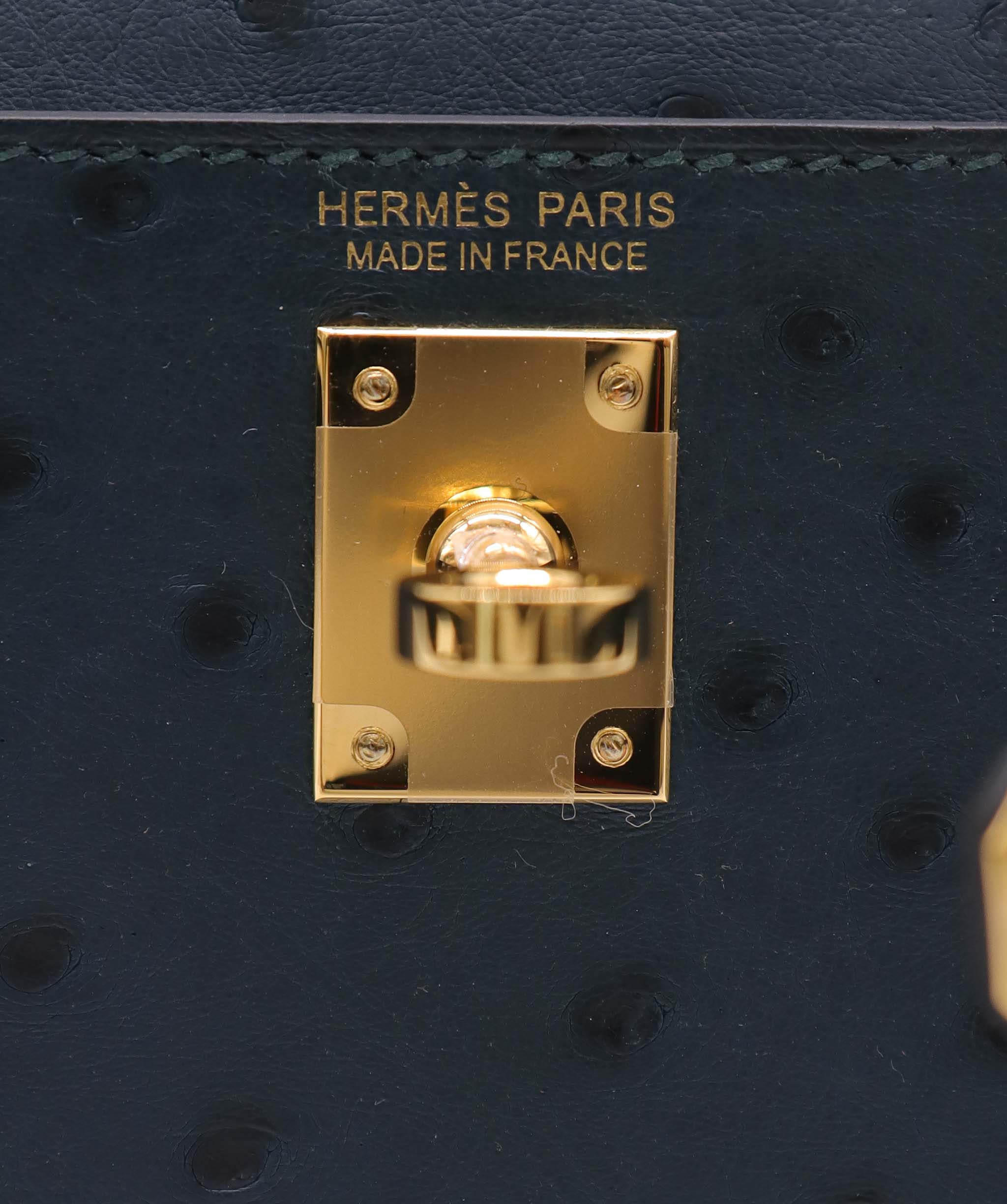 HERMES MINI KELLY VERT MANGROVE  OSTRICH  ASC7289