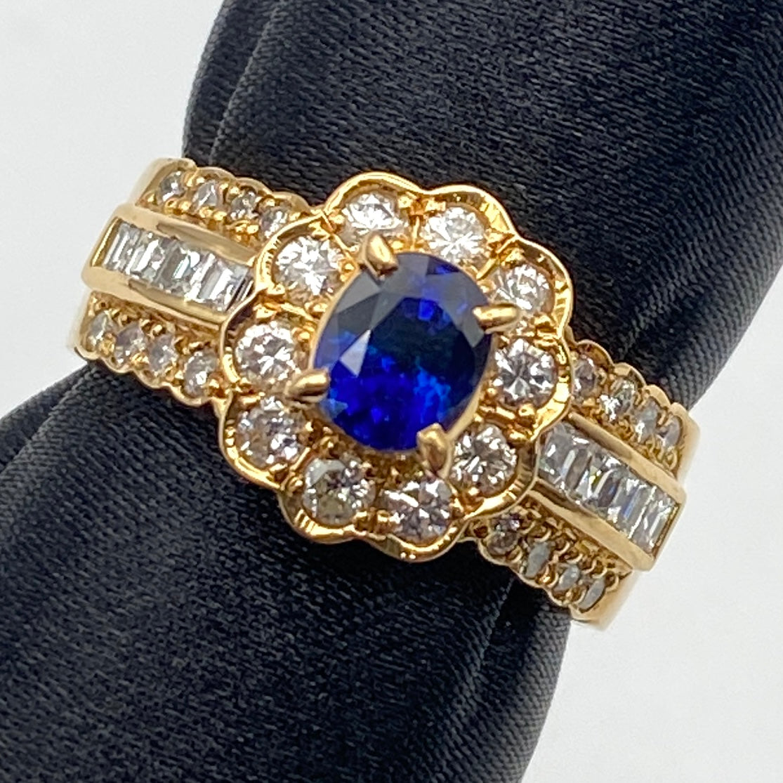 49521 K18 sapphire ring S0.79 D0.81 7g GRJ US6