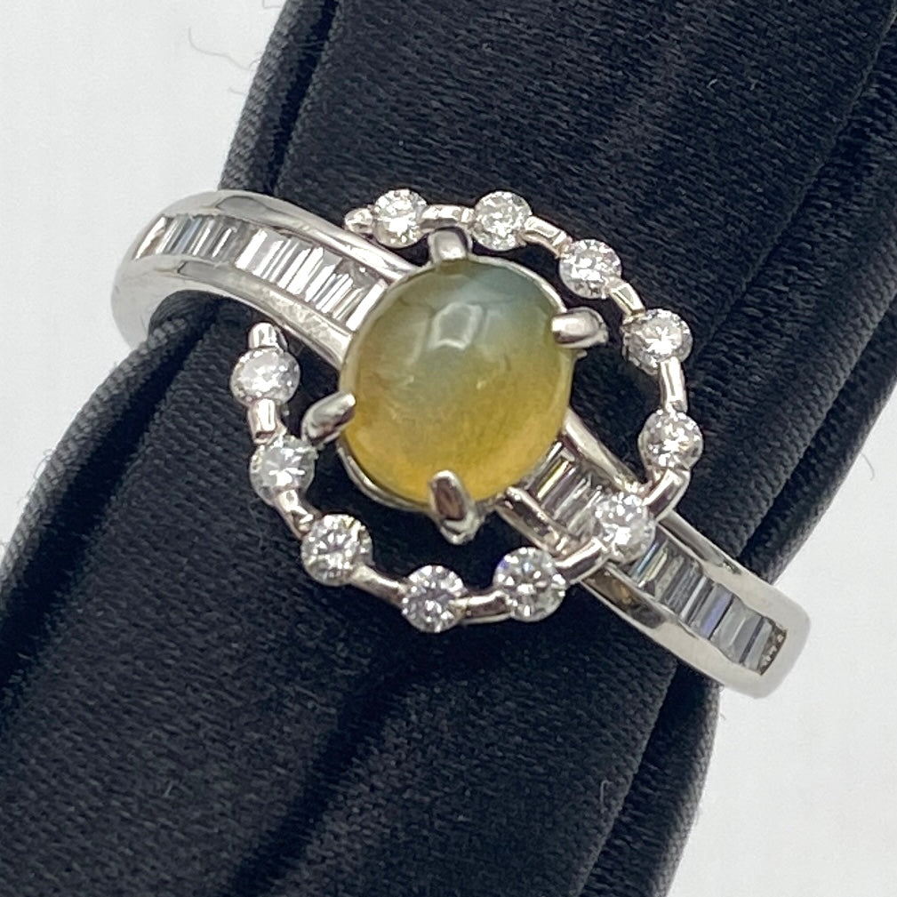 49405 Pt900 Chrysoberyl Cat's Ring KC1.04 D0.50 4.9g US6.75