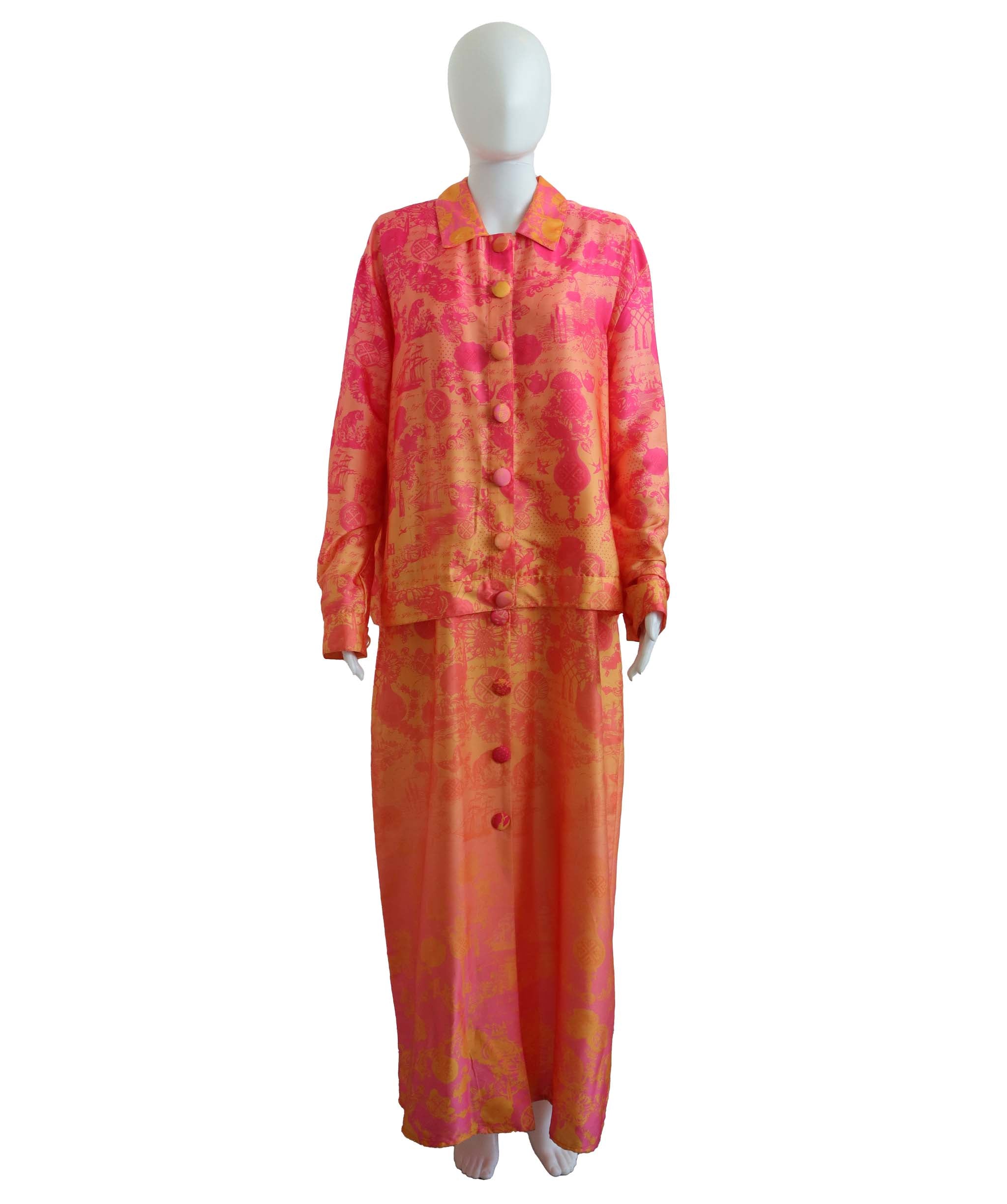 WHITEHELLO Tangerine-Pink Top and Inner Dress Set AGC3737