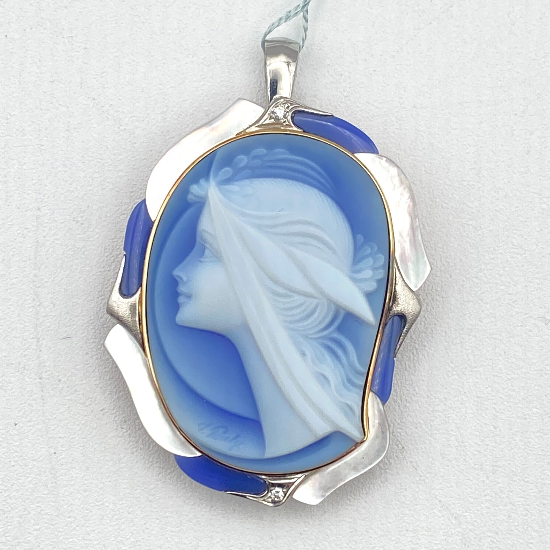 50631 Elwin Pauly K18/Pt900 Agate Broach D0.02 SH ｶﾒｵ 17.1g Booklet