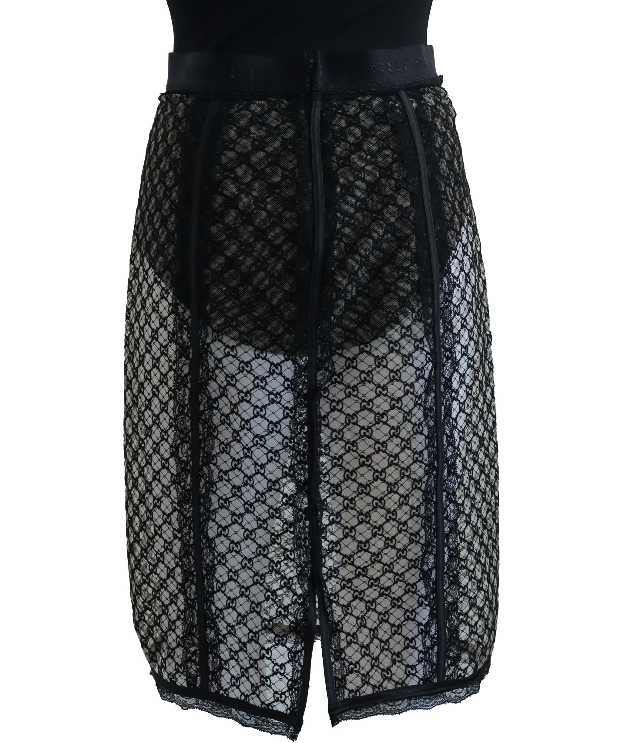 GUCCI BLACK MIDI SKIRT BLACK SIZE S ASC7256