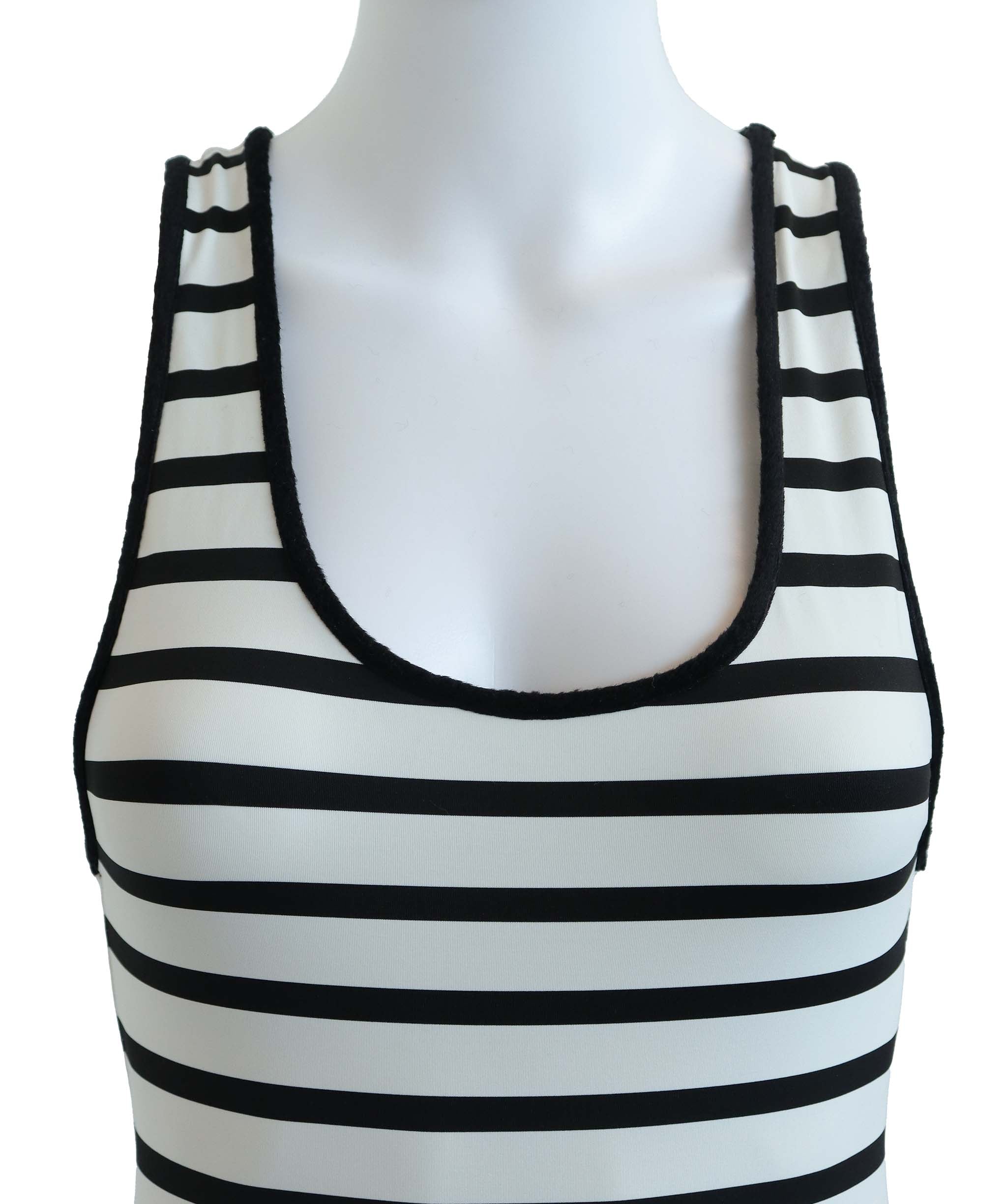 CHANEL SWIMSUIT WHITE STRIPED WHITE SIZE 36 ASC7279