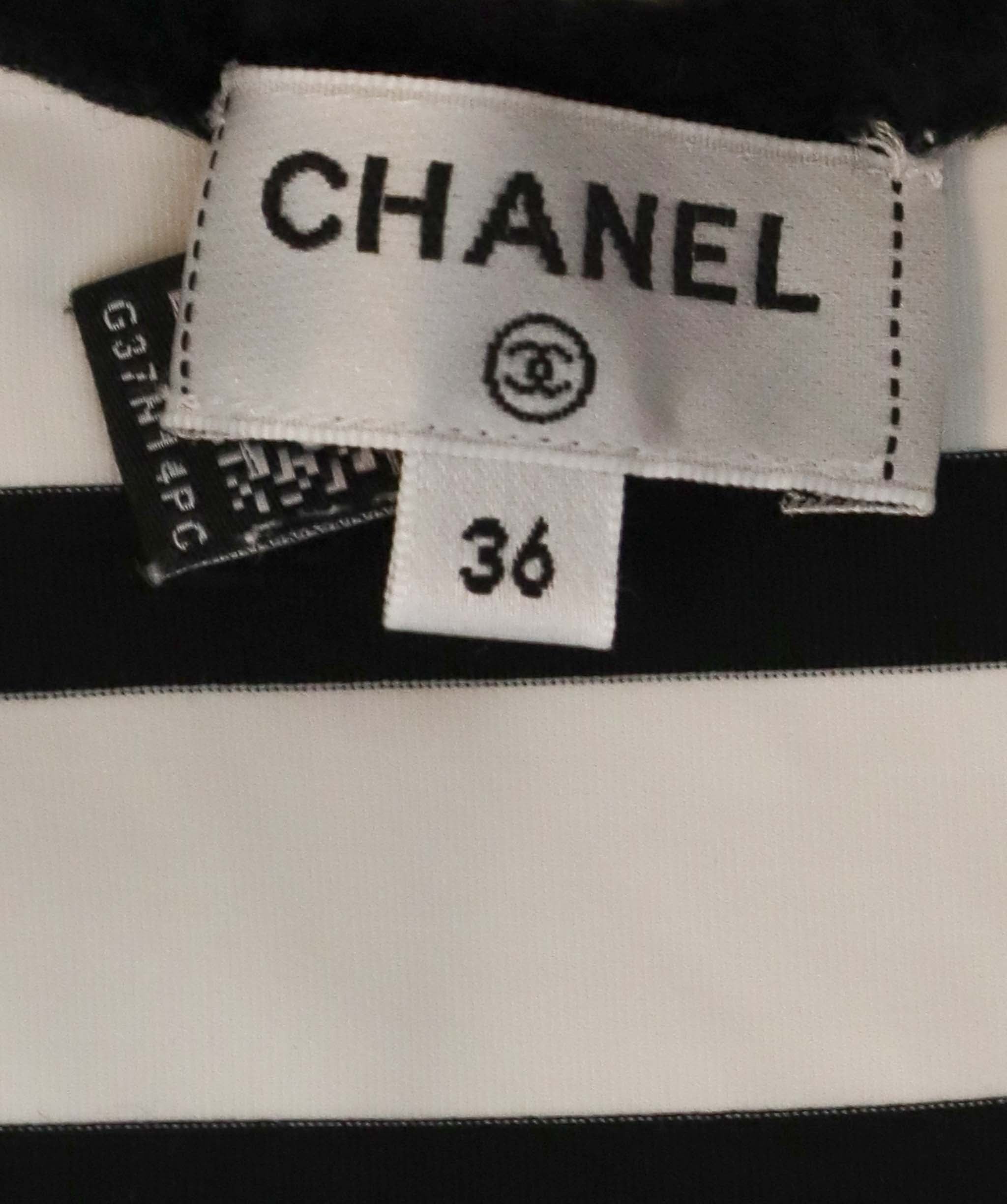 CHANEL SWIMSUIT WHITE STRIPED WHITE SIZE 36 ASC7279