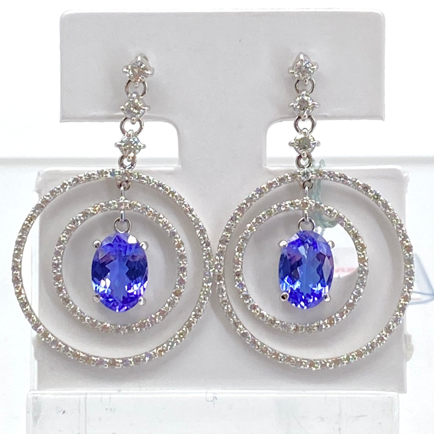 50085 K18/K18WG Tanzanite earrings TNZ0.92 TNZ0.74 D0.40*2 3.6g