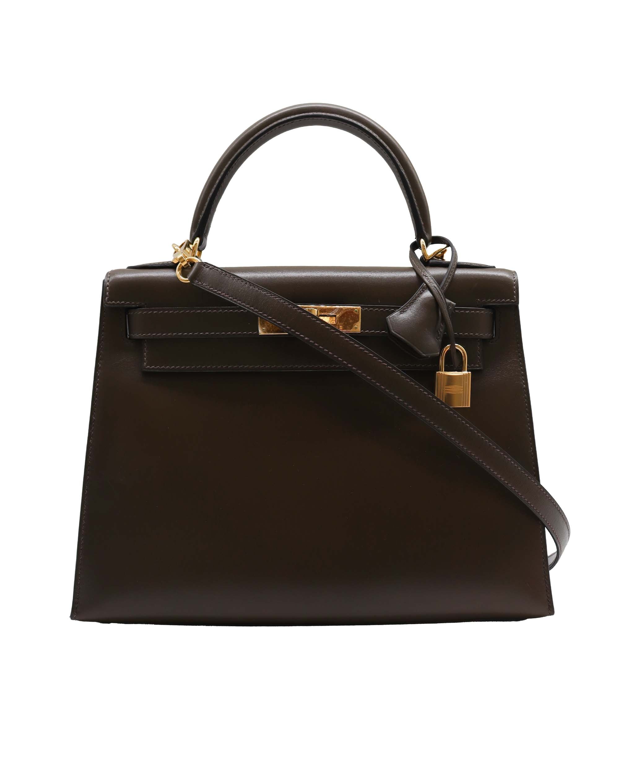 Hermes Kelly 28 Sellier Olive Boxcalf GHW #E DXBS2212