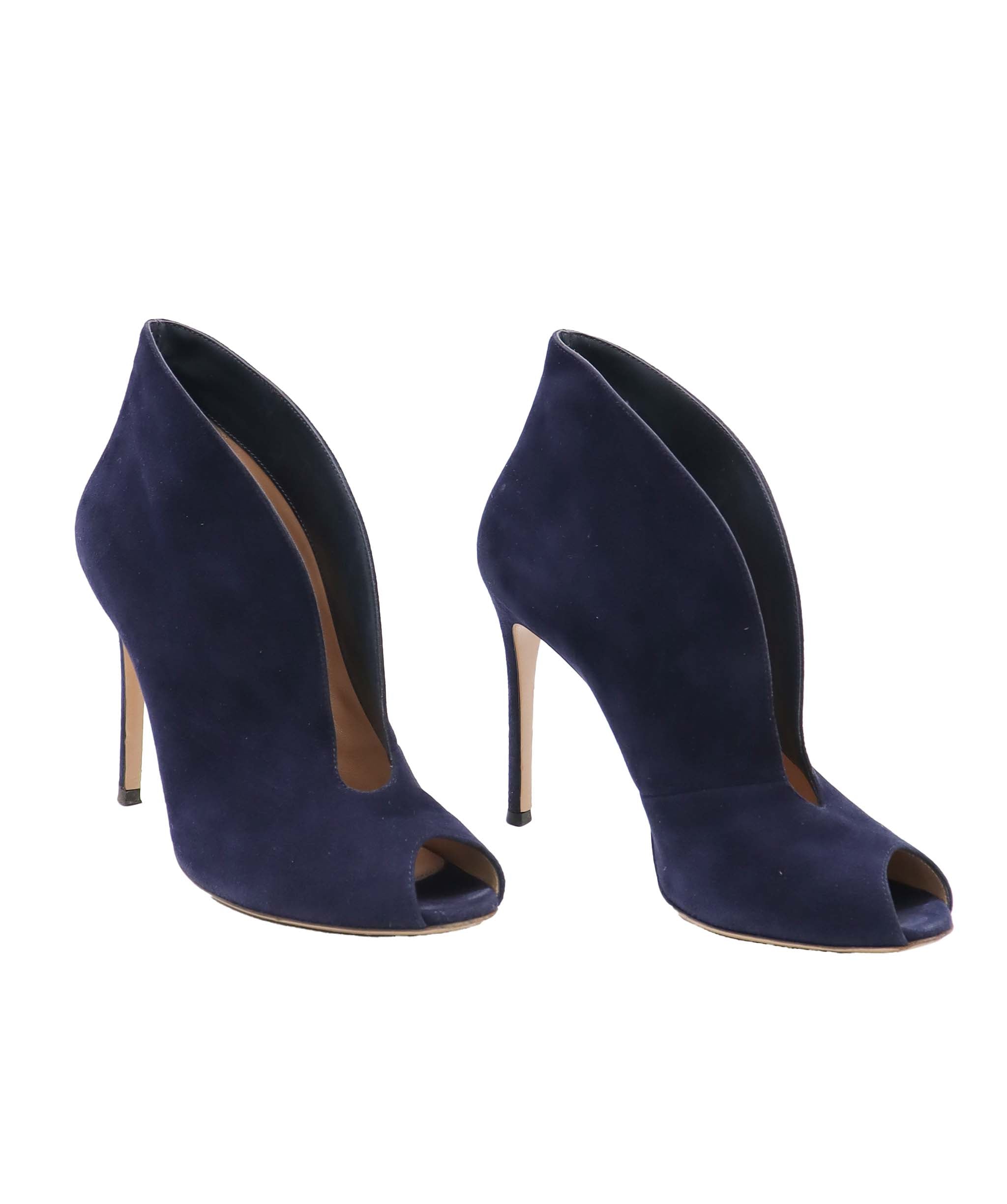 GIANVITO ROSSI PEEP-TOE   BLUE SUEDE SIZE 38 1/2 ASC7294