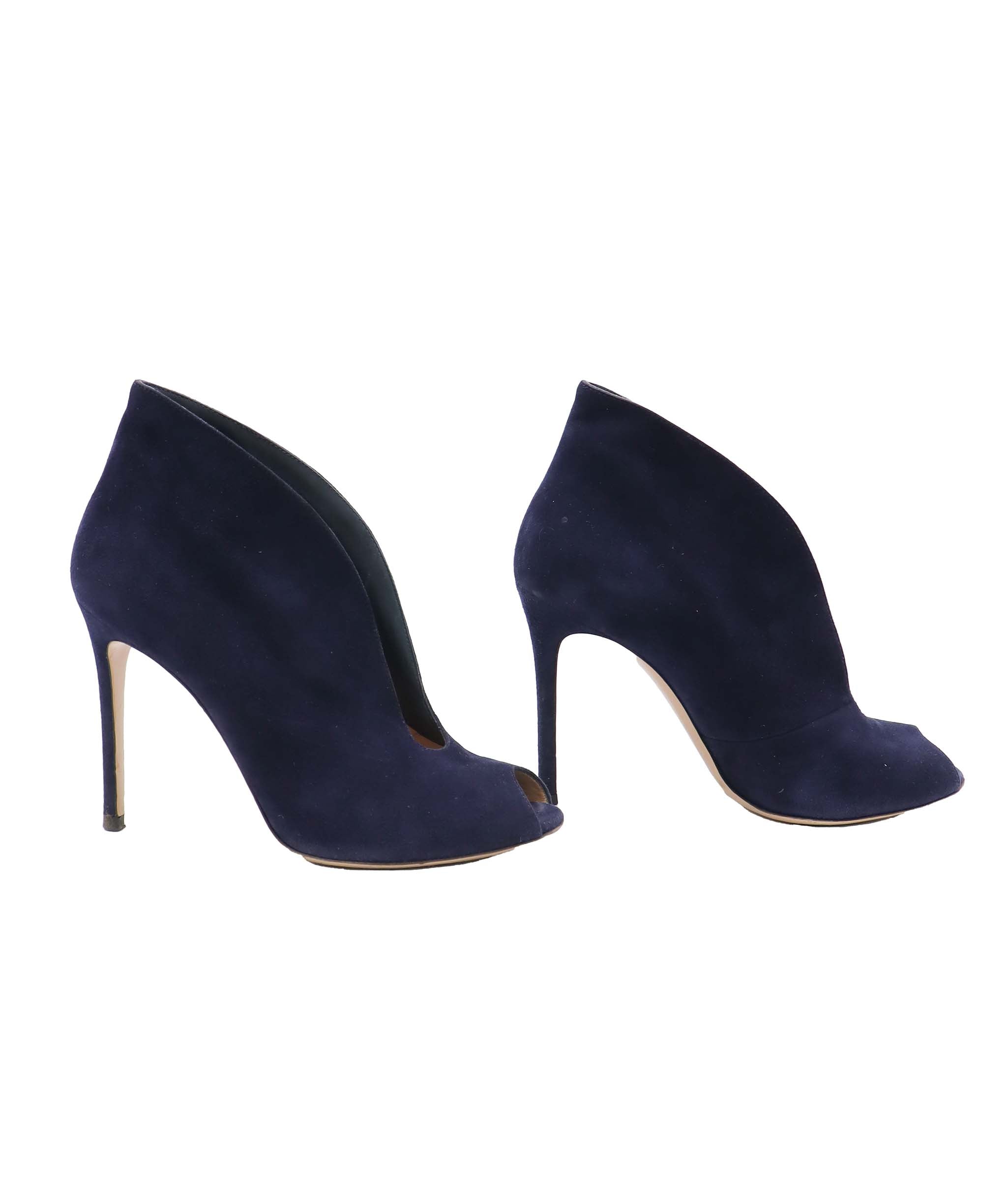GIANVITO ROSSI PEEP-TOE   BLUE SUEDE SIZE 38 1/2 ASC7294