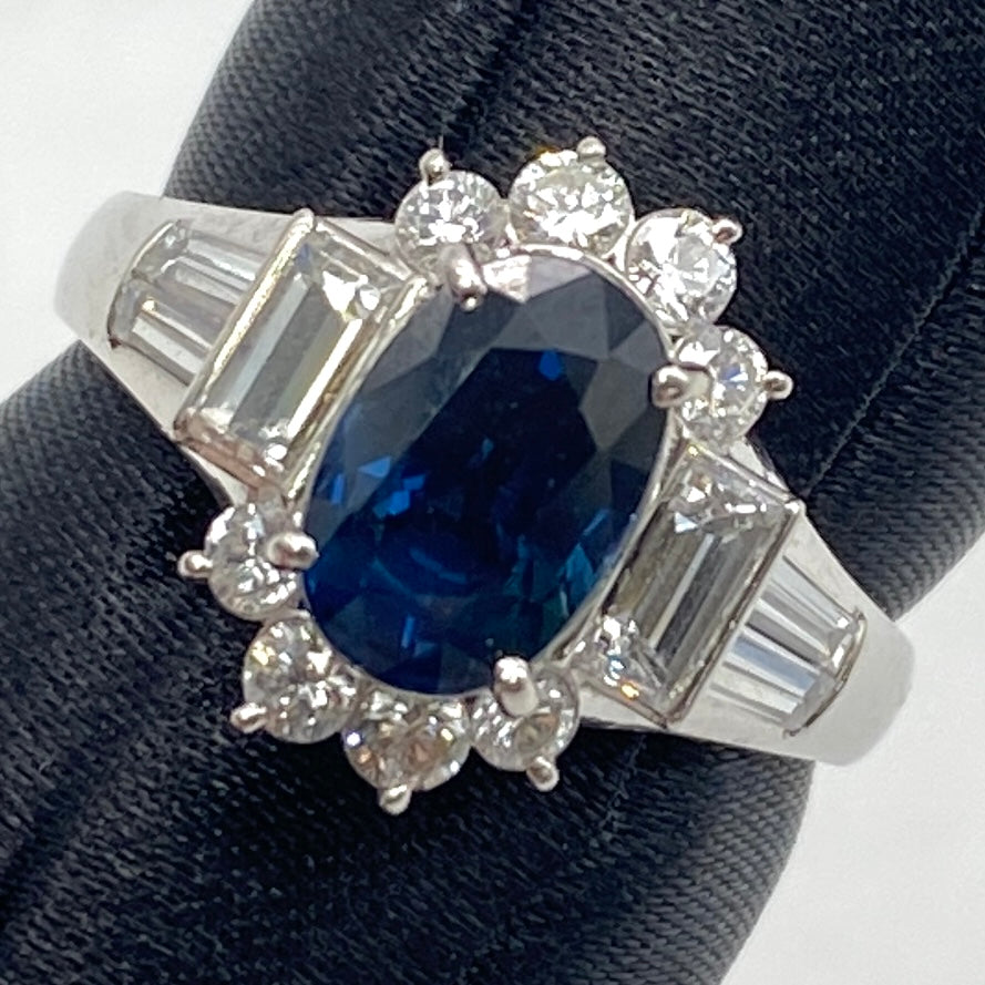 24-65276-0 PT900 Sapphire Ring SA 1.65 DA 1.10 6.1g