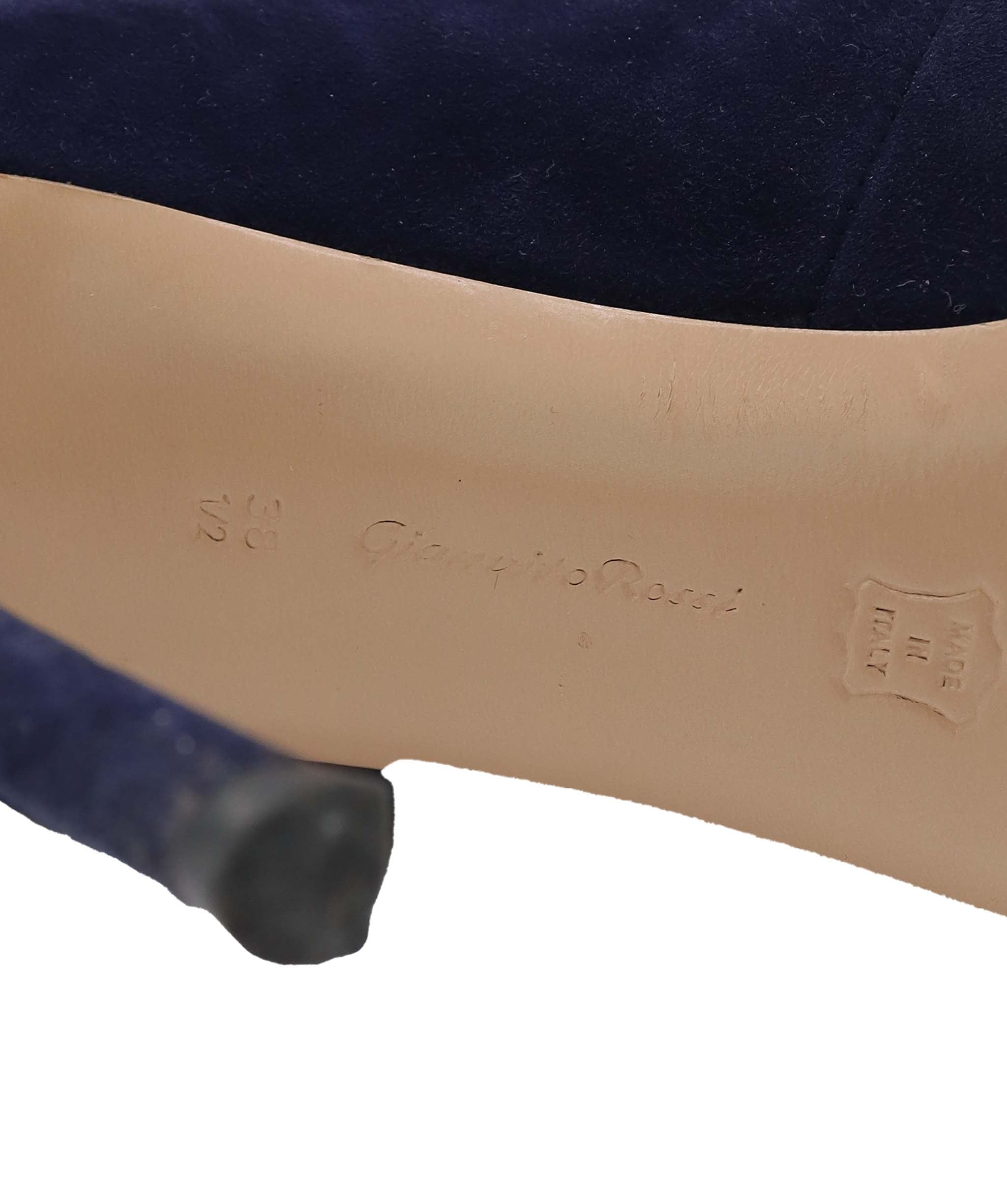 GIANVITO ROSSI PEEP-TOE   BLUE SUEDE SIZE 38 1/2 ASC7294