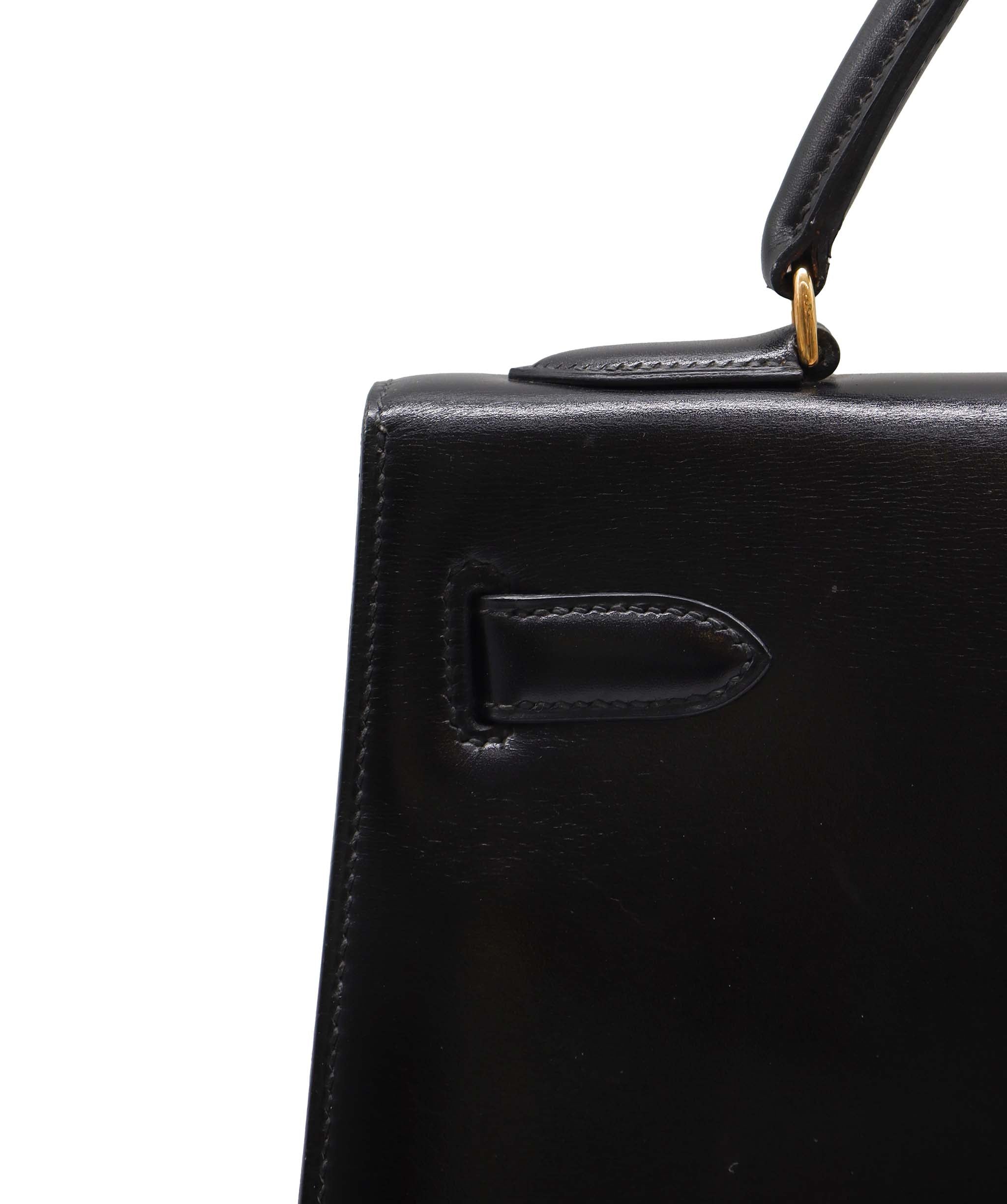 HERMES KELLY 32 SELLIER BLACK BOX CALF HAND SHOULDER BAG 〇S DXBS2222