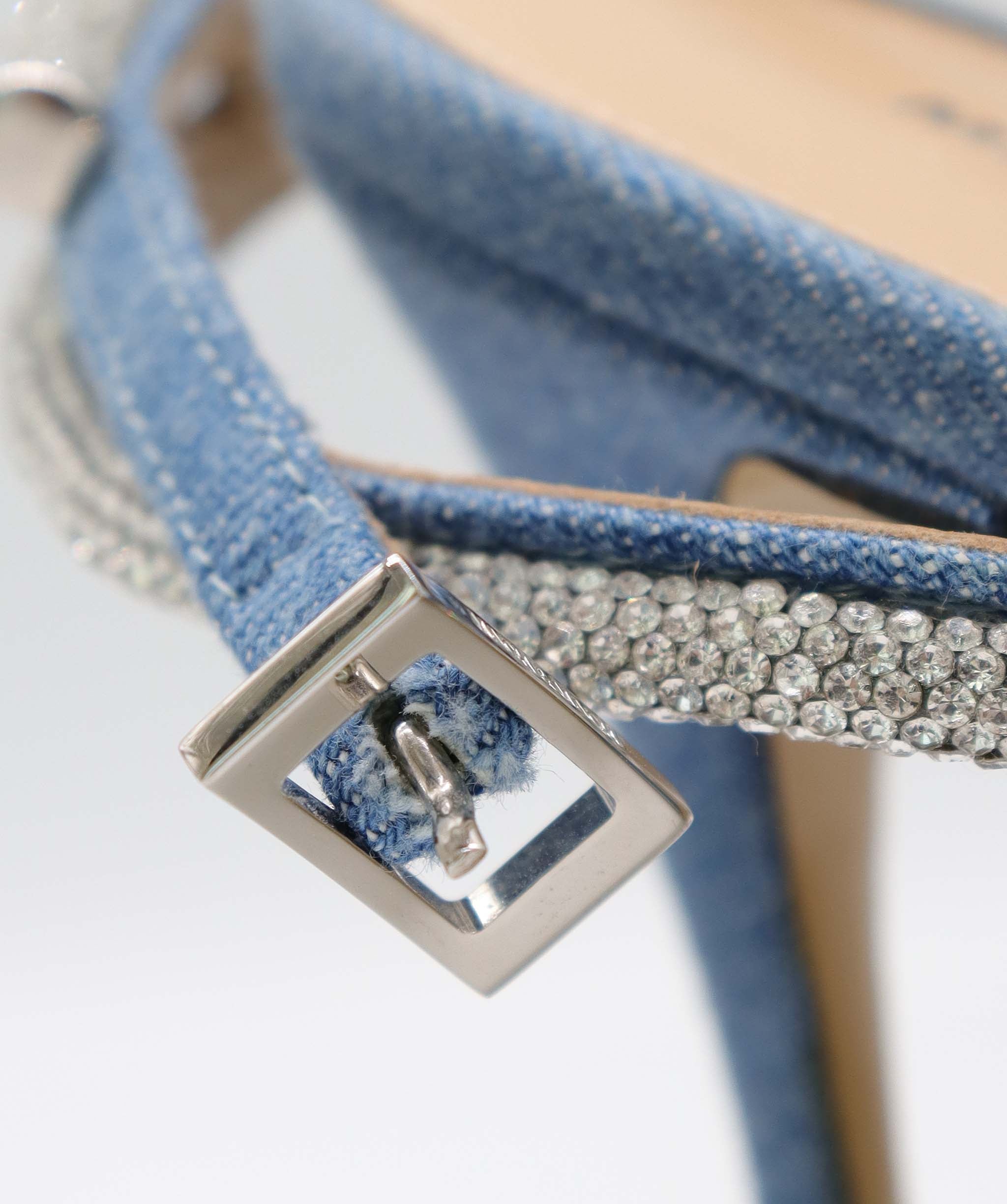 MACH & MACH BLUE DENIM CRYSTAL BOW BLUE DENIM SIZE 39 ASC7298