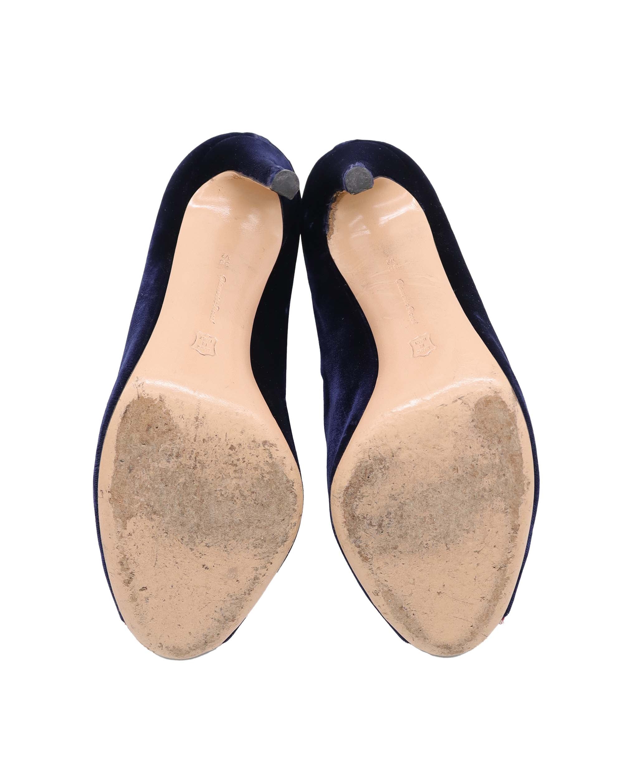 GIANVITO ROSSI MIRAL NAVY BLUE VELVET BOOTS NAVY BLUE - RED SATIN PIPING SIZE 38 1/2 ASC7300