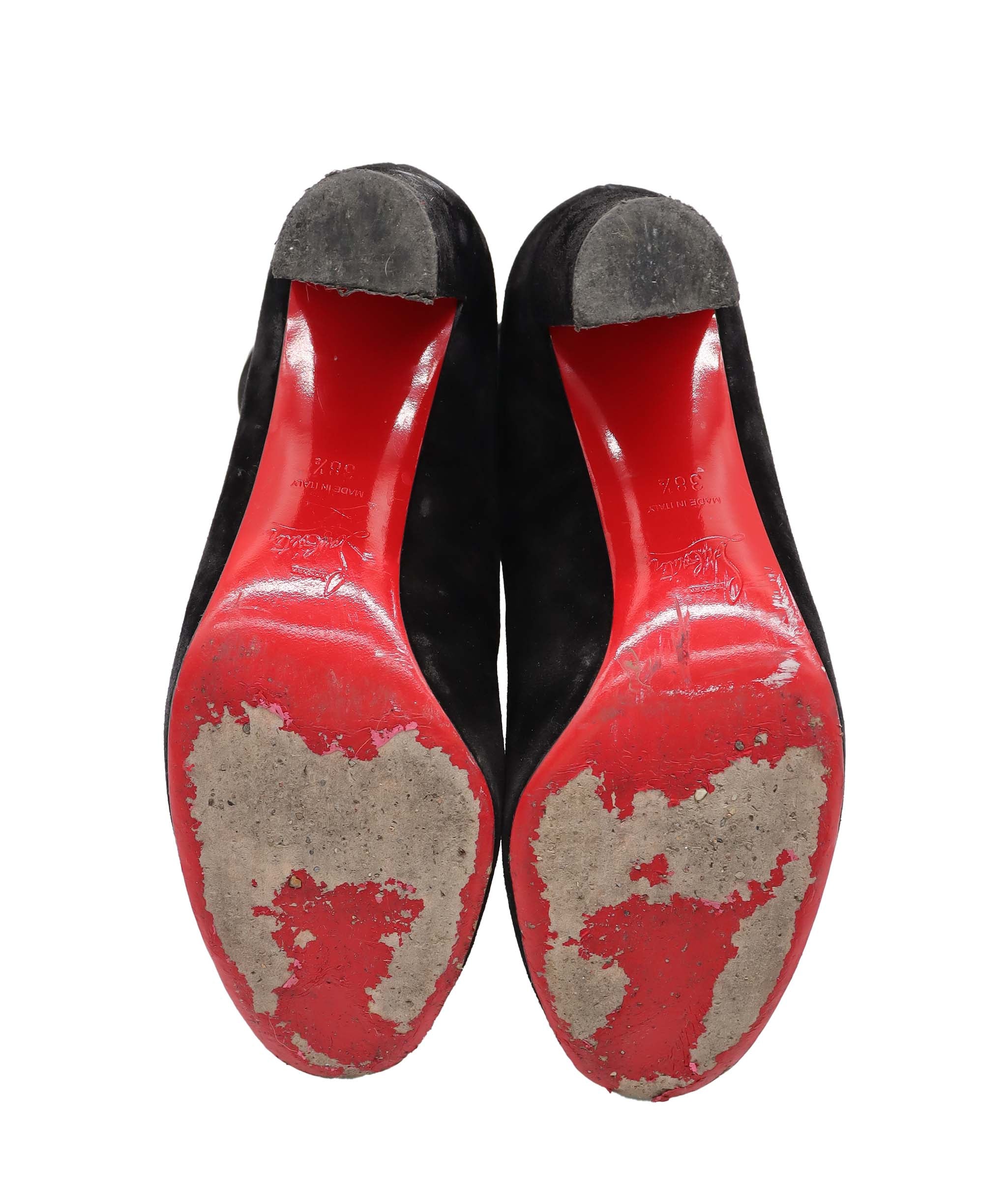 CHRISTIAN LOUBOUTIN GENA 85 ANLE BOOTS BLACK SUEDE SIZE 38 1/2 ASC7305
