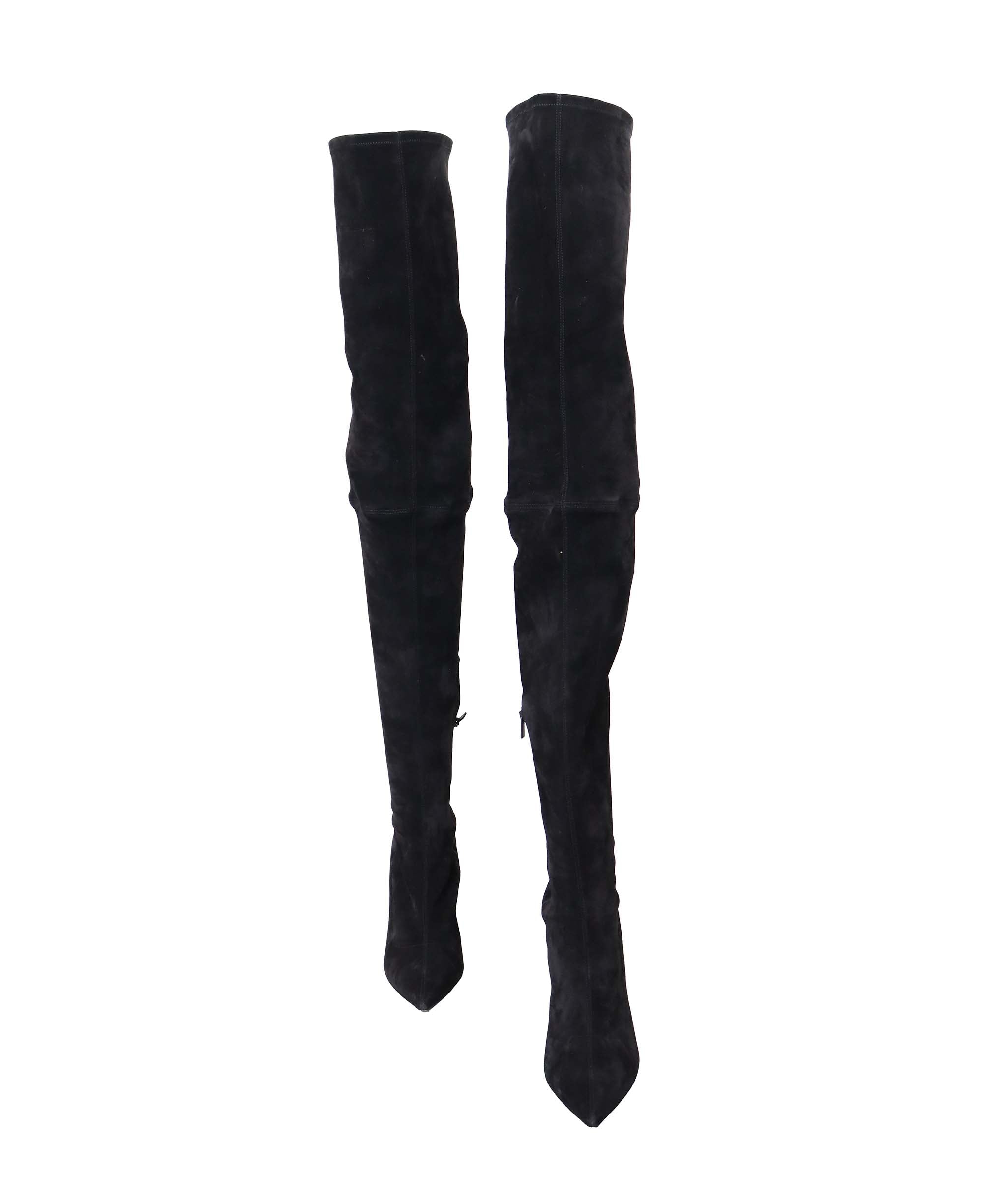 CHRISTIAN LOUBOUTIN OVER THE KNEE BOOTS BLACK SUEDE SIZE 39 ASC7301