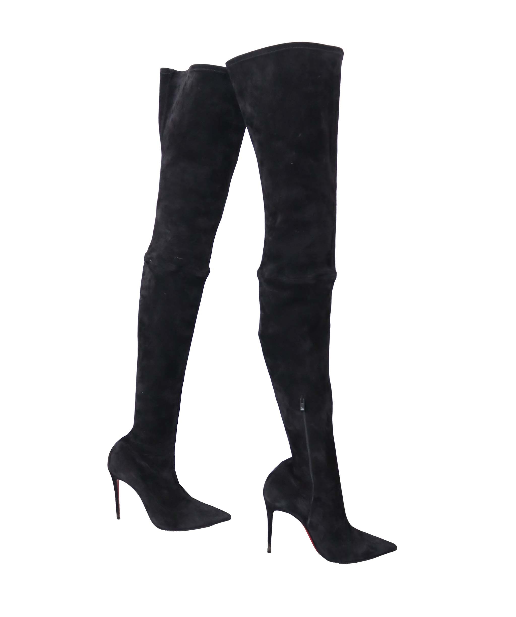 CHRISTIAN LOUBOUTIN OVER THE KNEE BOOTS BLACK SUEDE SIZE 39 ASC7301