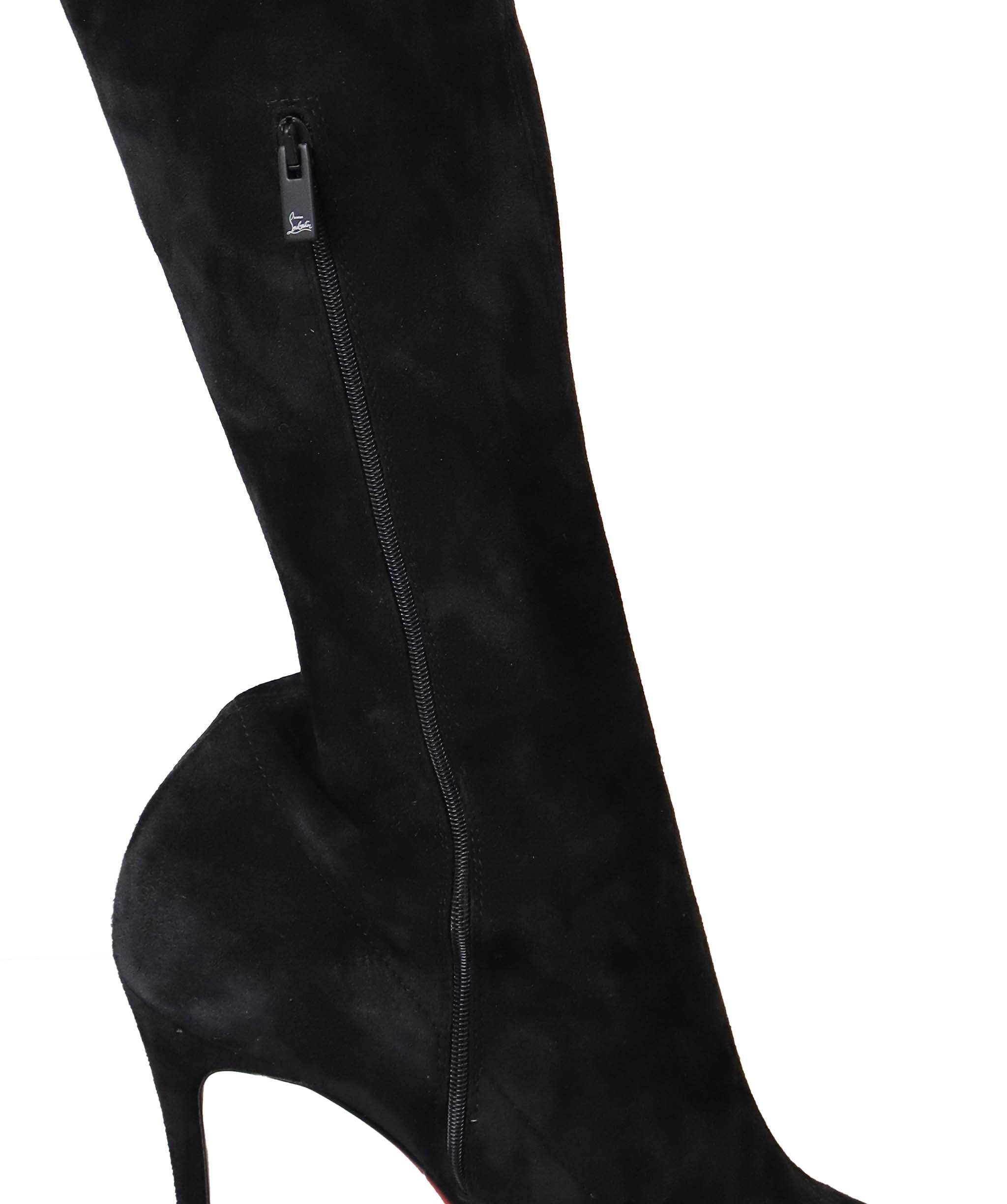CHRISTIAN LOUBOUTIN OVER THE KNEE BOOTS BLACK SUEDE SIZE 39 ASC7301