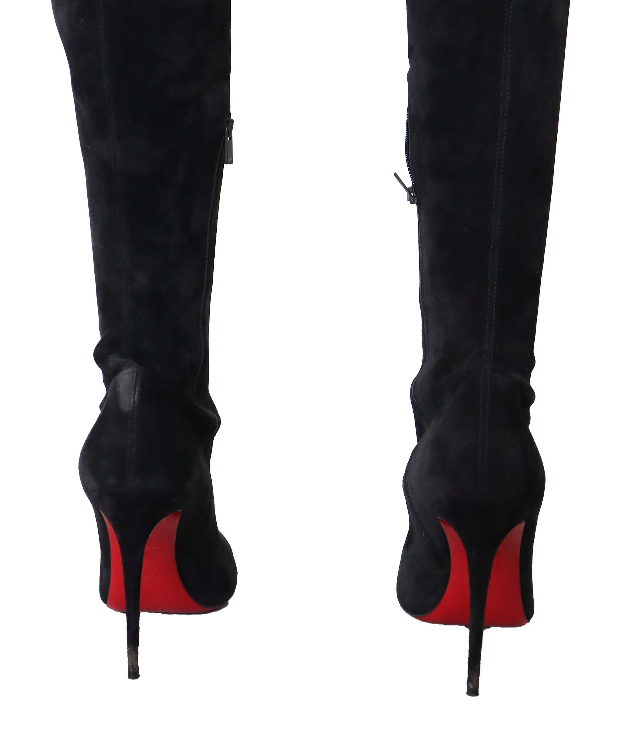CHRISTIAN LOUBOUTIN OVER THE KNEE BOOTS BLACK SUEDE SIZE 39 ASC7301