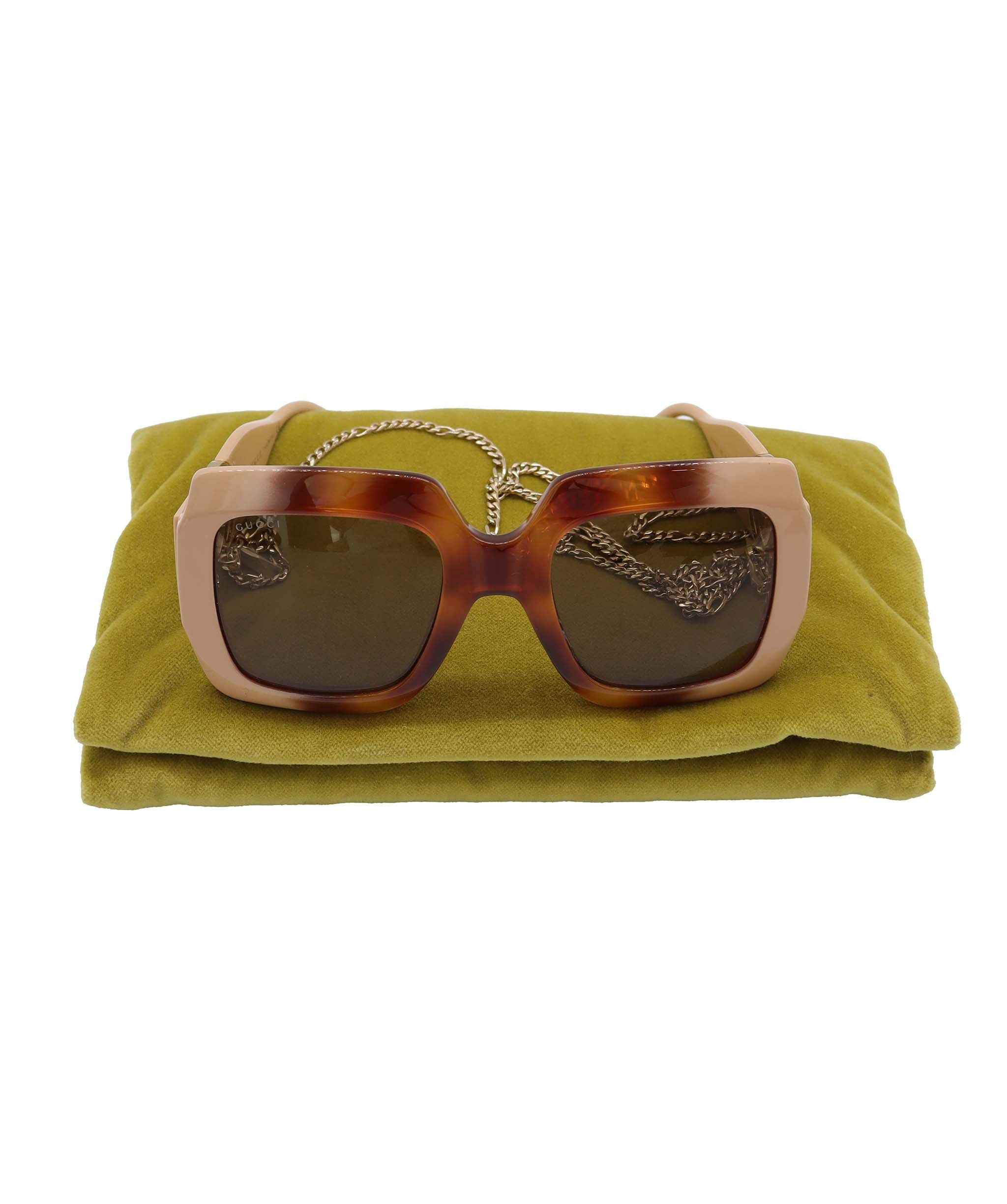 GUCCI SUNGLASSES WITH GOLD CHAIN NUDE-BROWN GRADIENT ASC7311