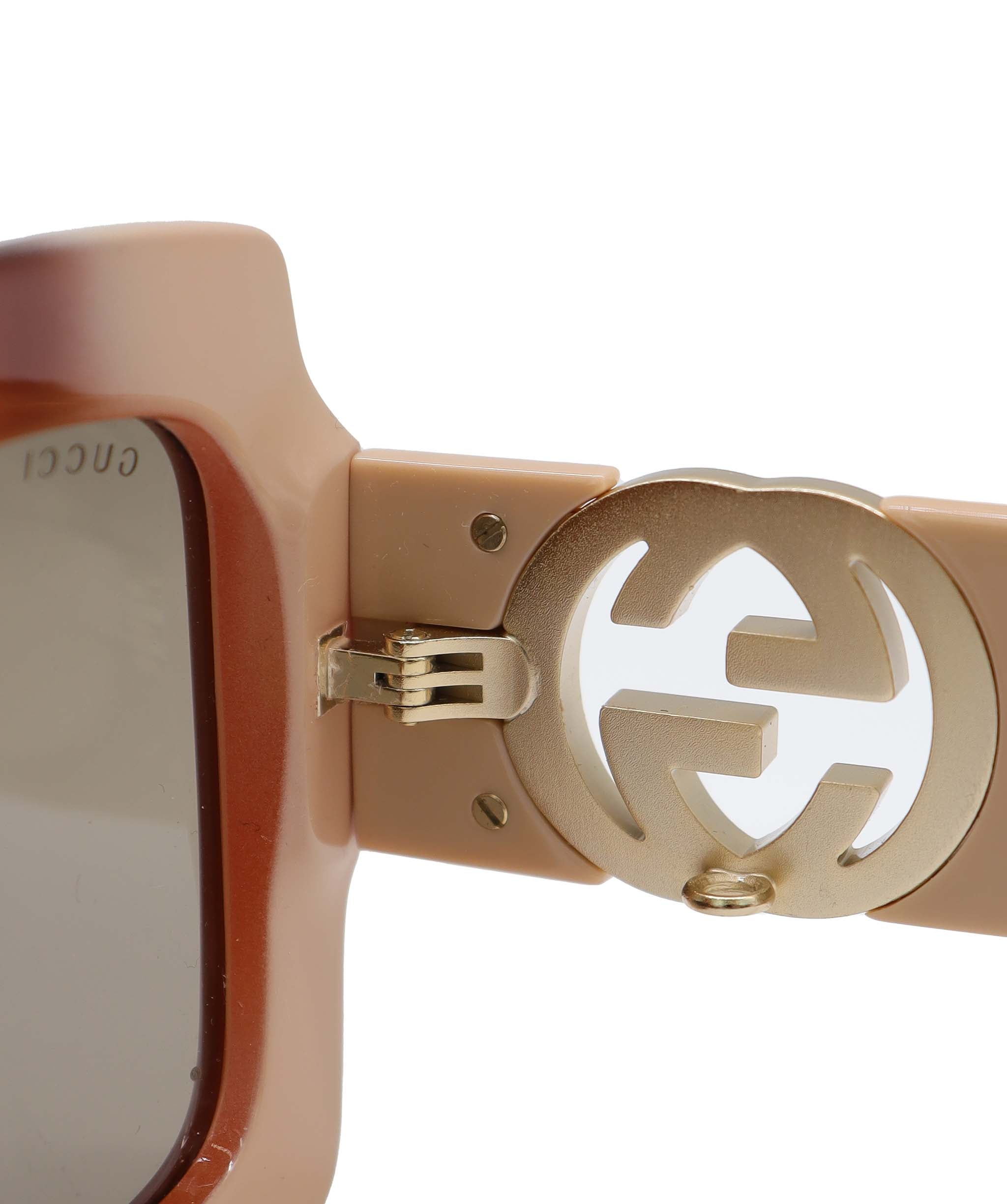 GUCCI SUNGLASSES WITH GOLD CHAIN NUDE-BROWN GRADIENT ASC7311