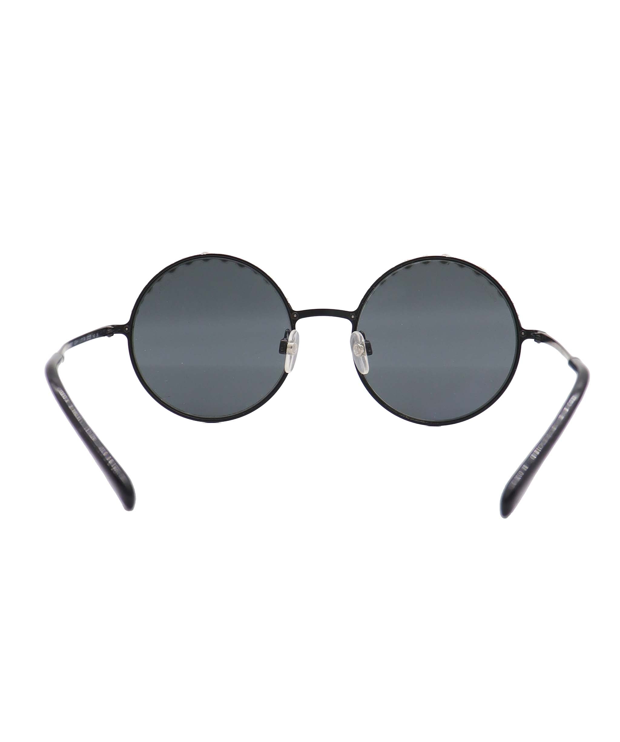 CHANEL PEARL EMBELLISHED ROUND BLACK BLACK ASC7309