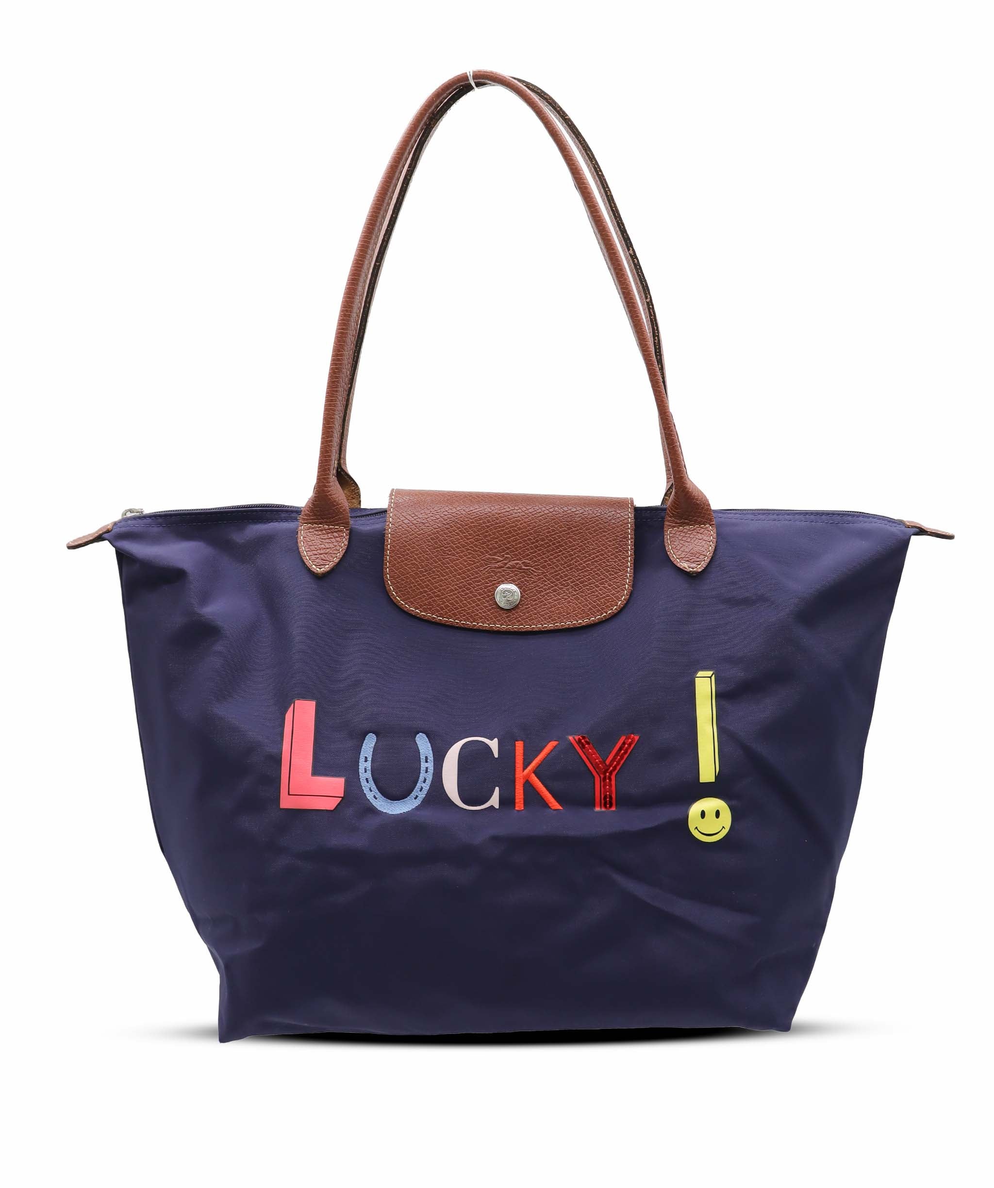 LUCKY LONGCHAMP LUCKY TOTE BAG NAVY BLUE  ASC7281