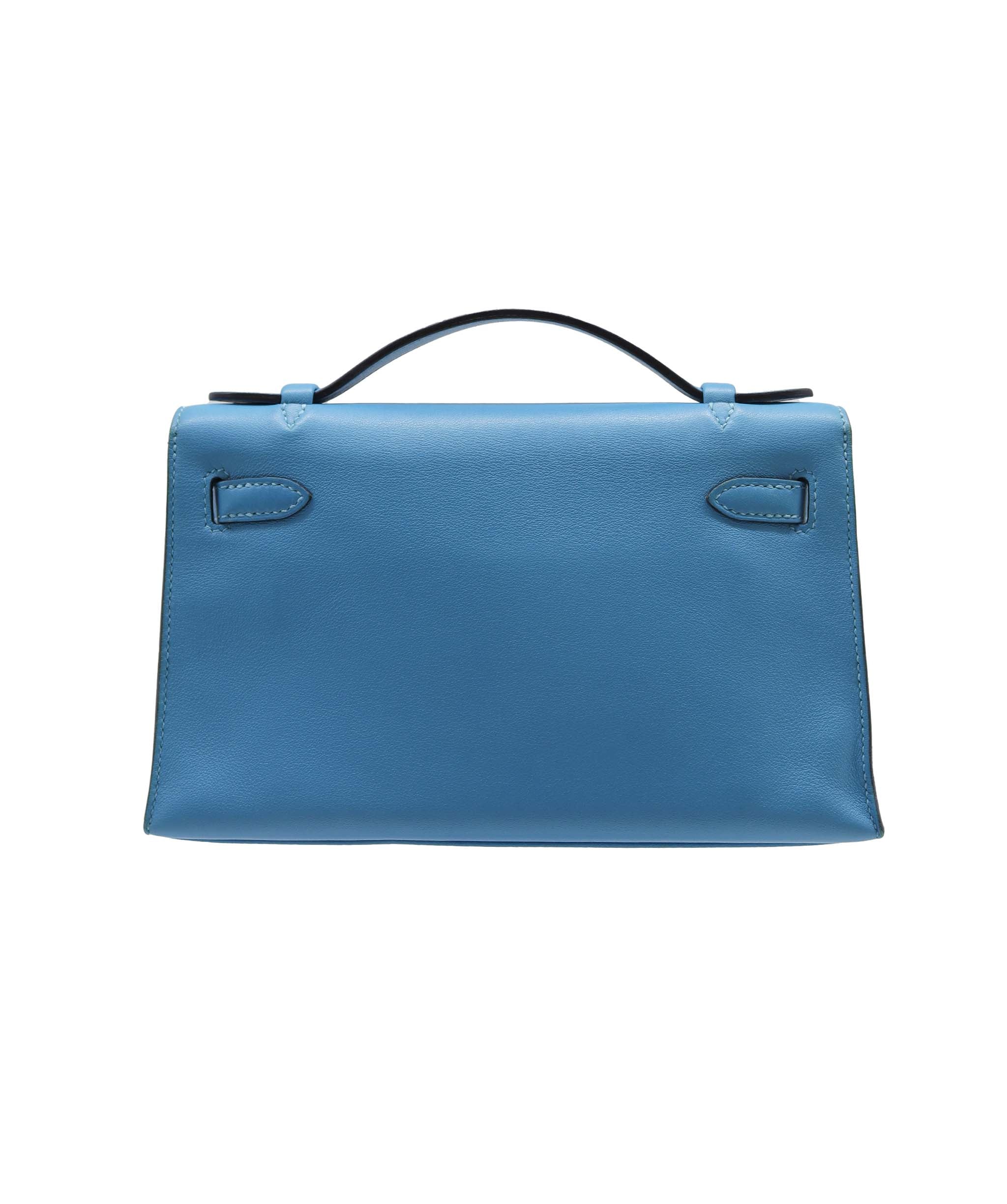 Hermes Kelly Pochette Turquoise Swift PHW #D DXBS2206