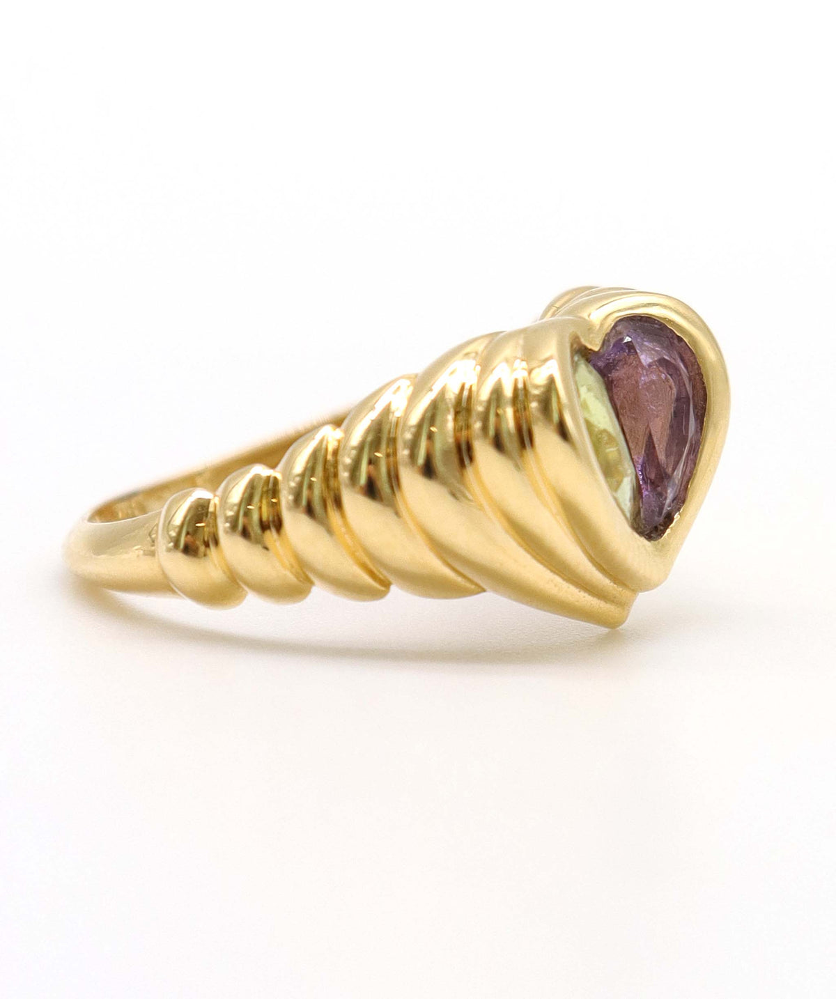 18K Yellow Gold , 1.6ct Amethyst & Peridot Heart Ring DXBS6775