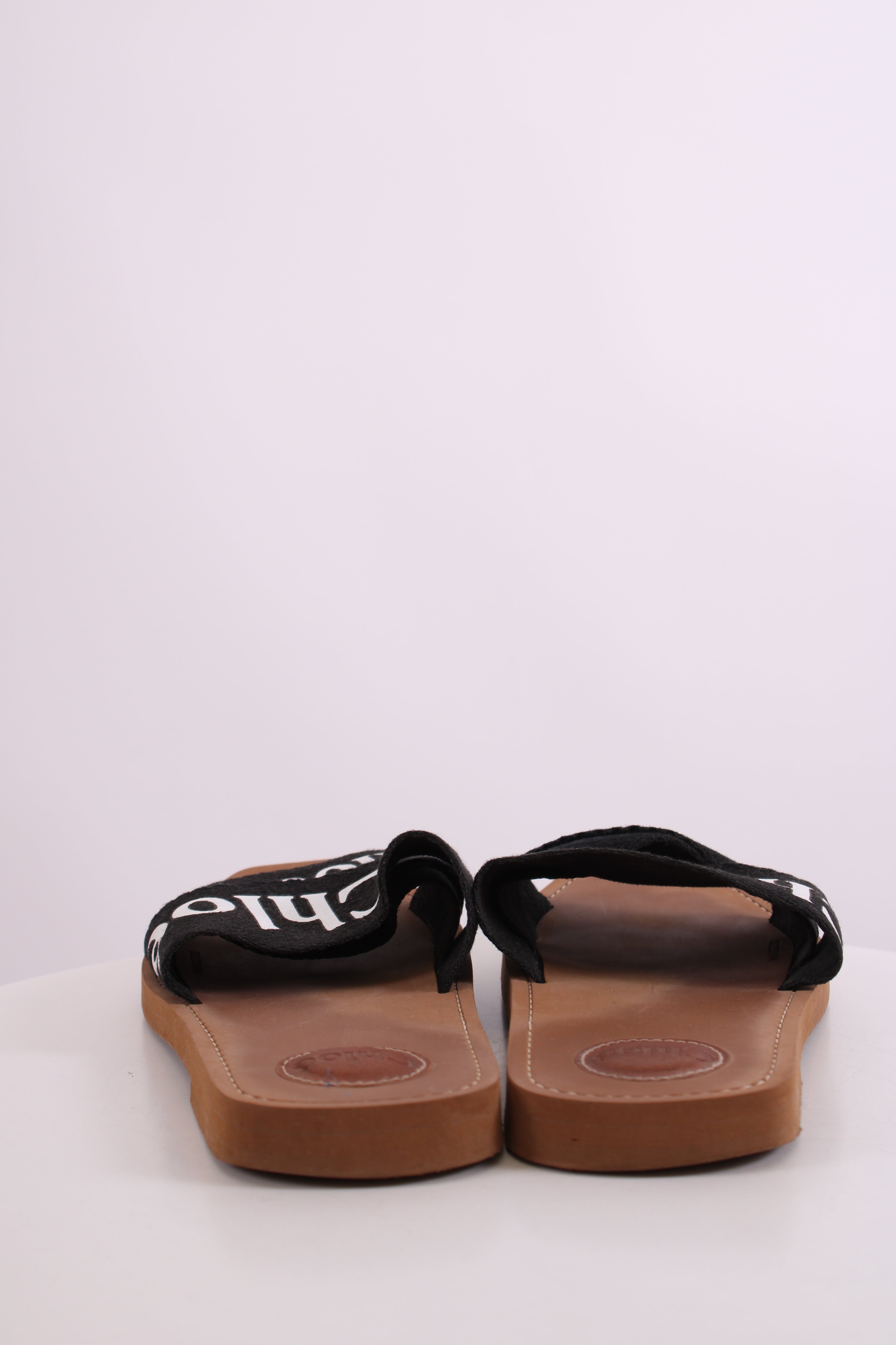Chloe Woody Logo Mule Sandals Black 39