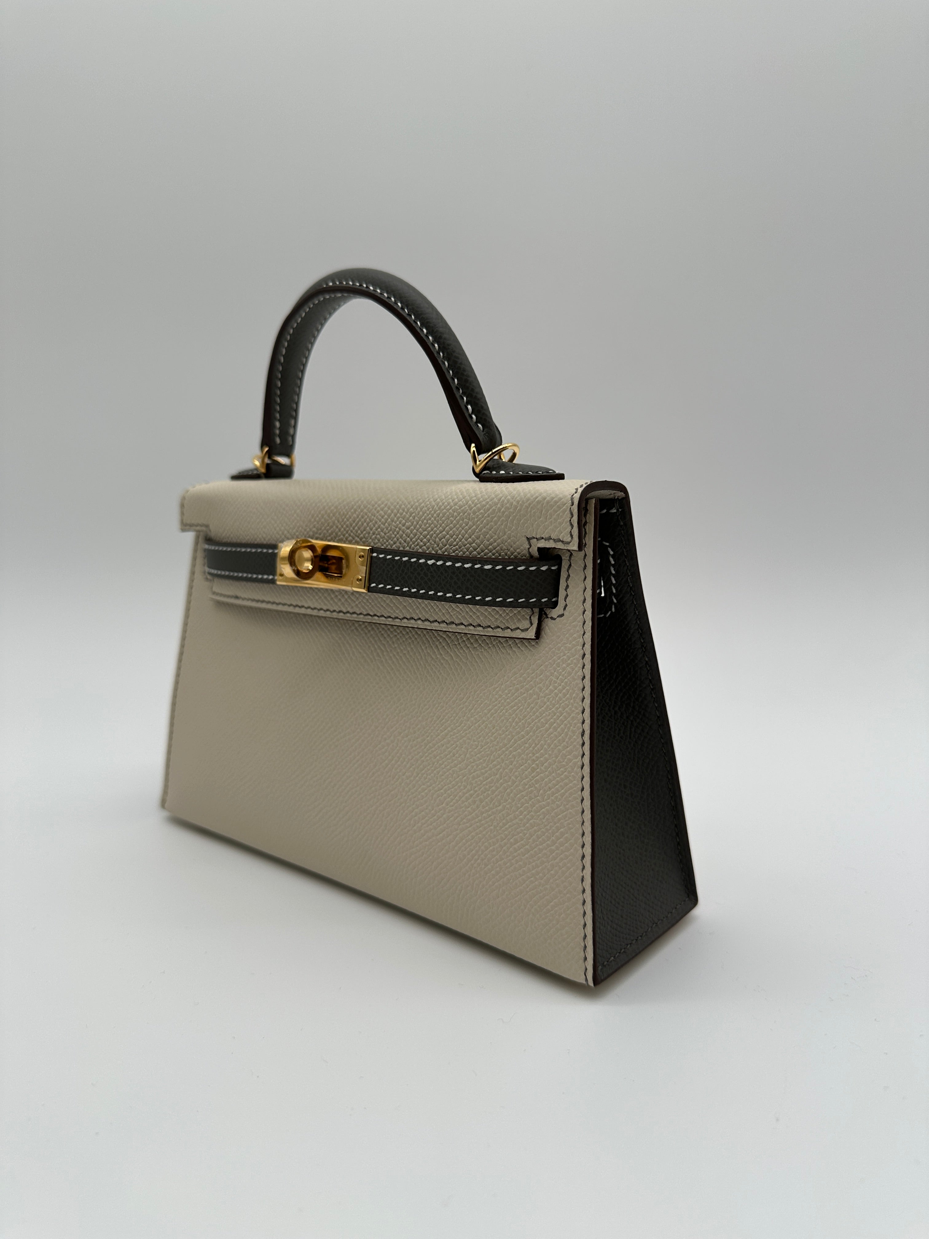 Hermès Mini Kelly HSS Craie/Gris Meyer Epsom Gold Hardware