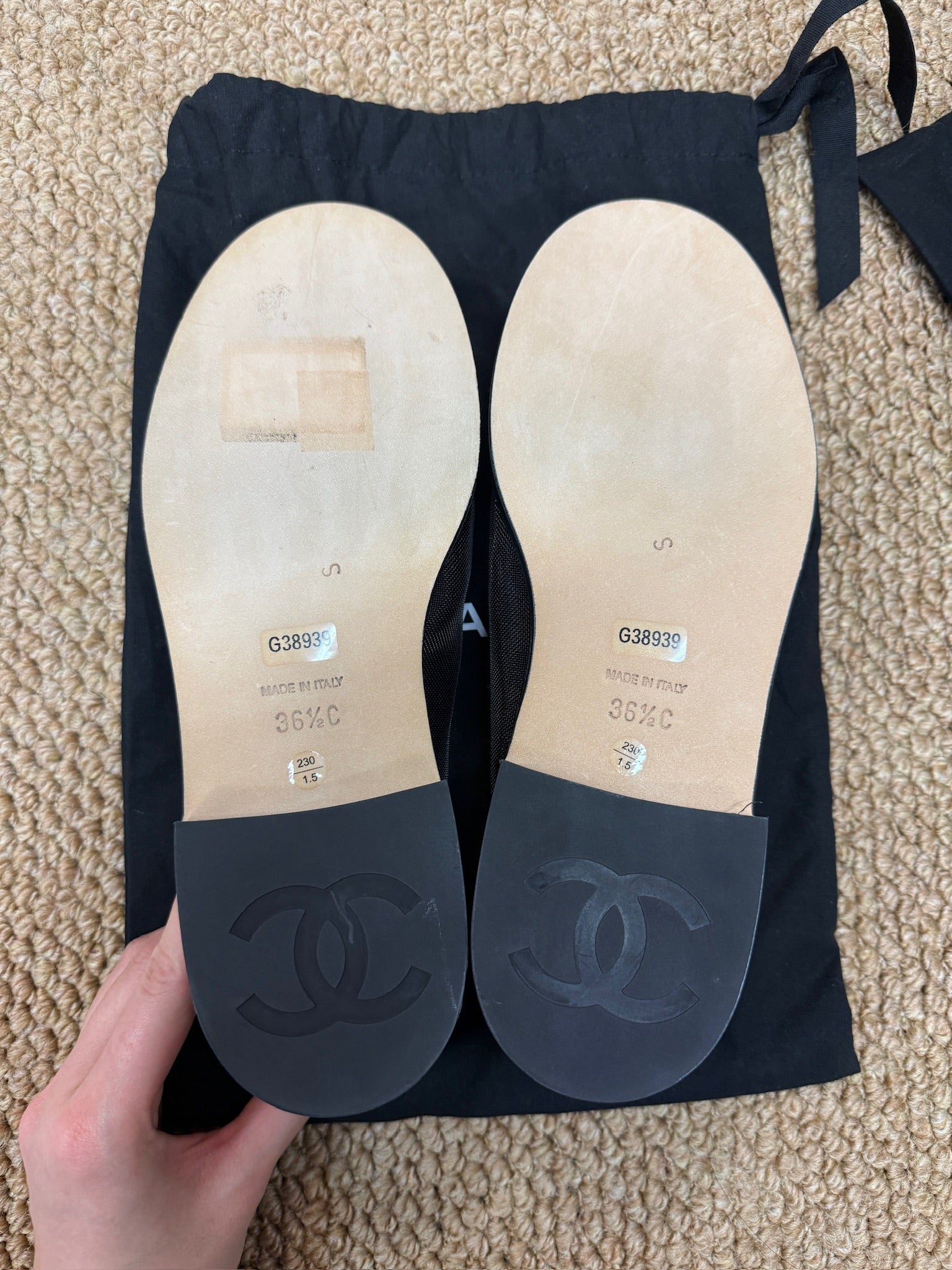EU36.5-Chanel Black Mesh CC Loafers – NEW