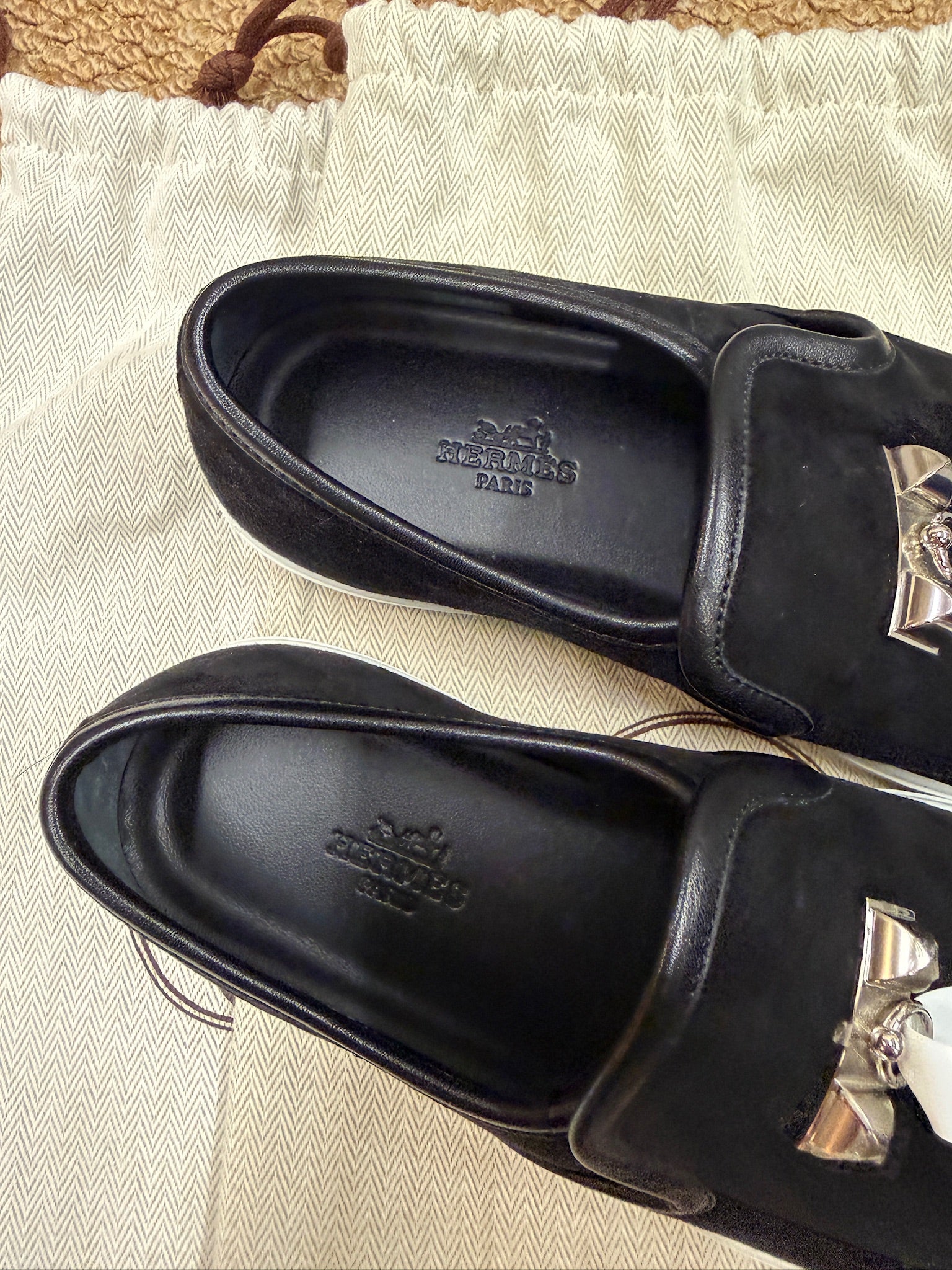 EU36 - Hermès Black Suede Slip-On Sneakers - NEW