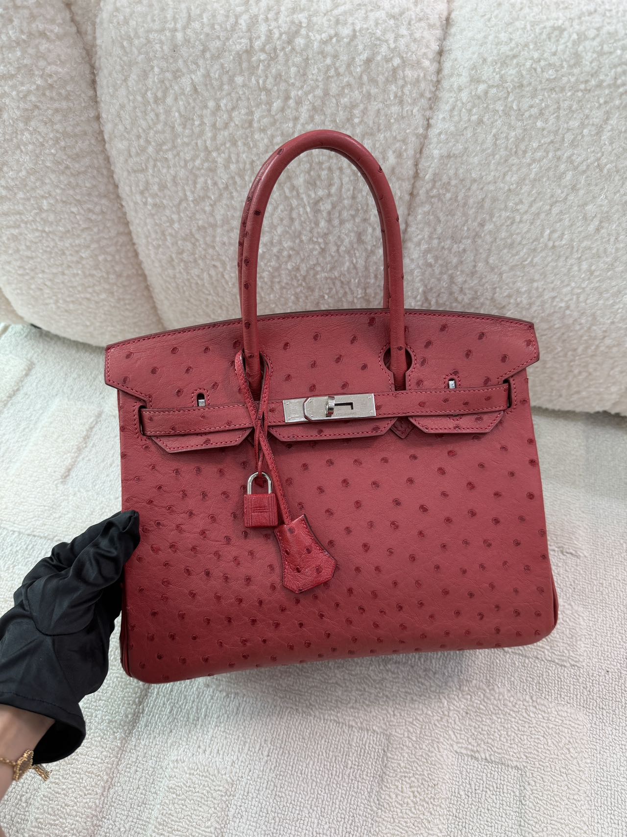 Hermès Birkin 30-Red Ostrich-PHW