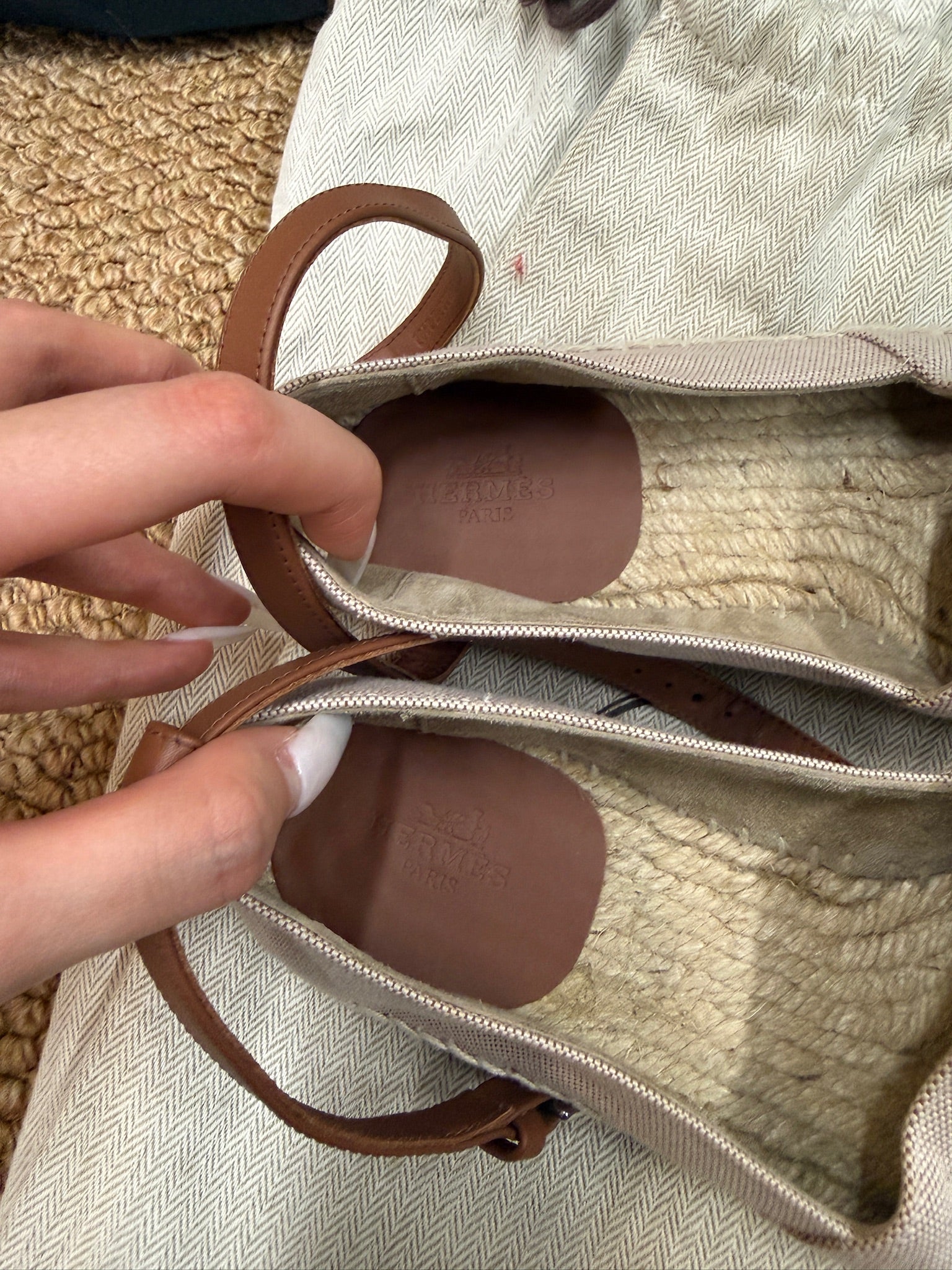 EU36 - Hermès 24 Faubourg Canvas Espadrilles with Ankle Strap - NEW