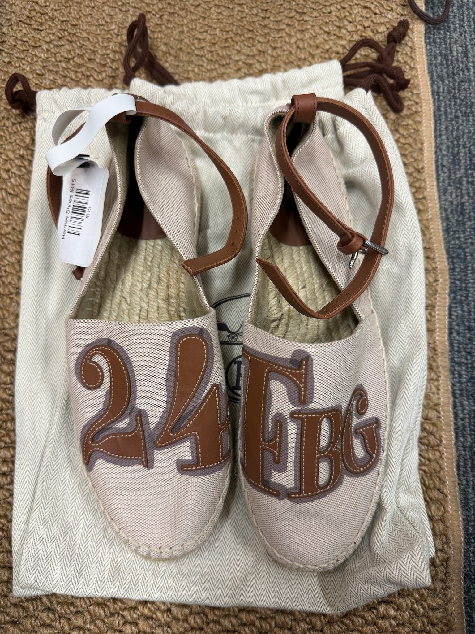 EU37 - Hermès 24 Faubourg Canvas Espadrilles – NEW