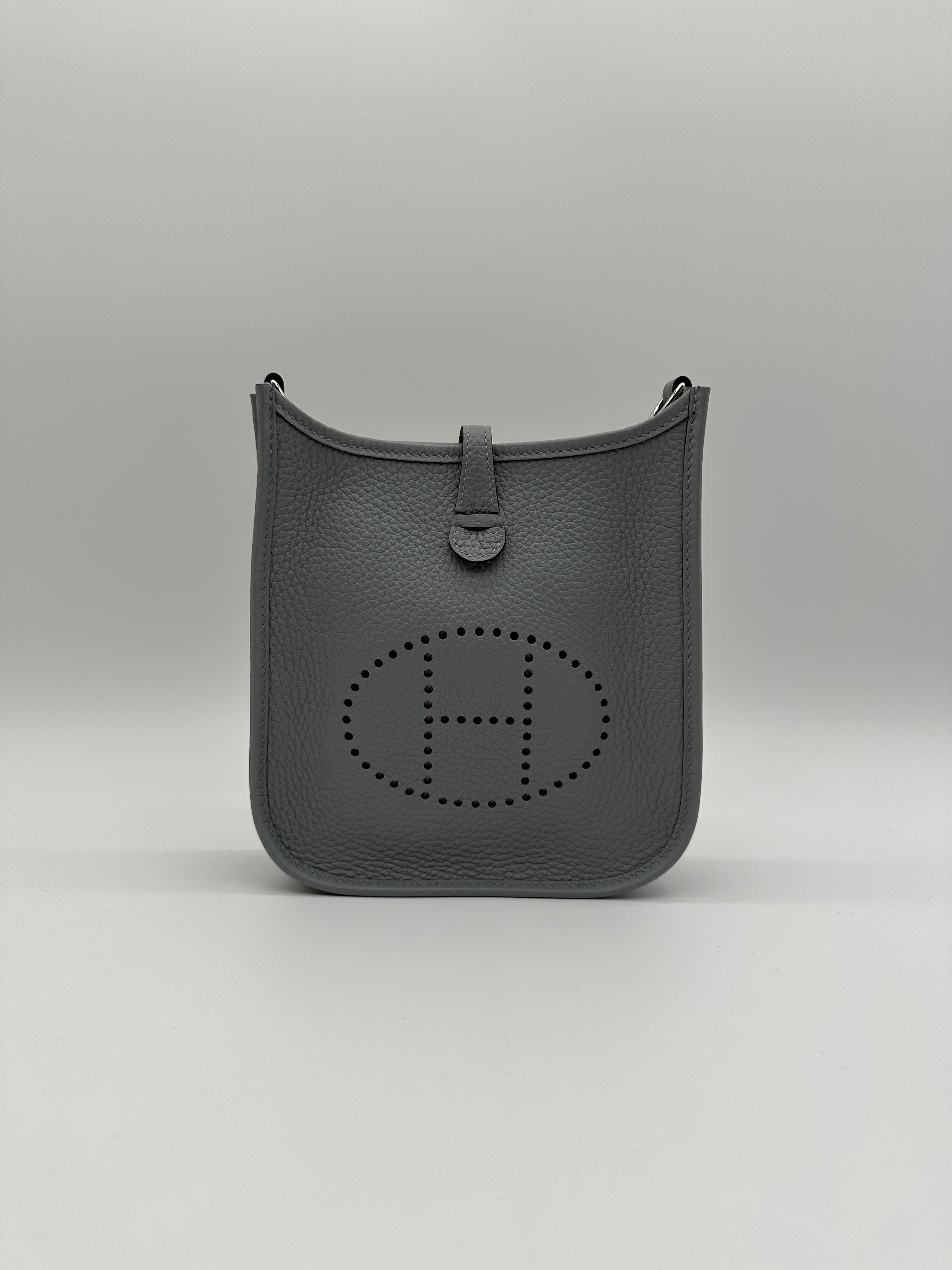 Hermès Mini Evelyne Gris Pantin Taurillon Clemence Palladium Hardware