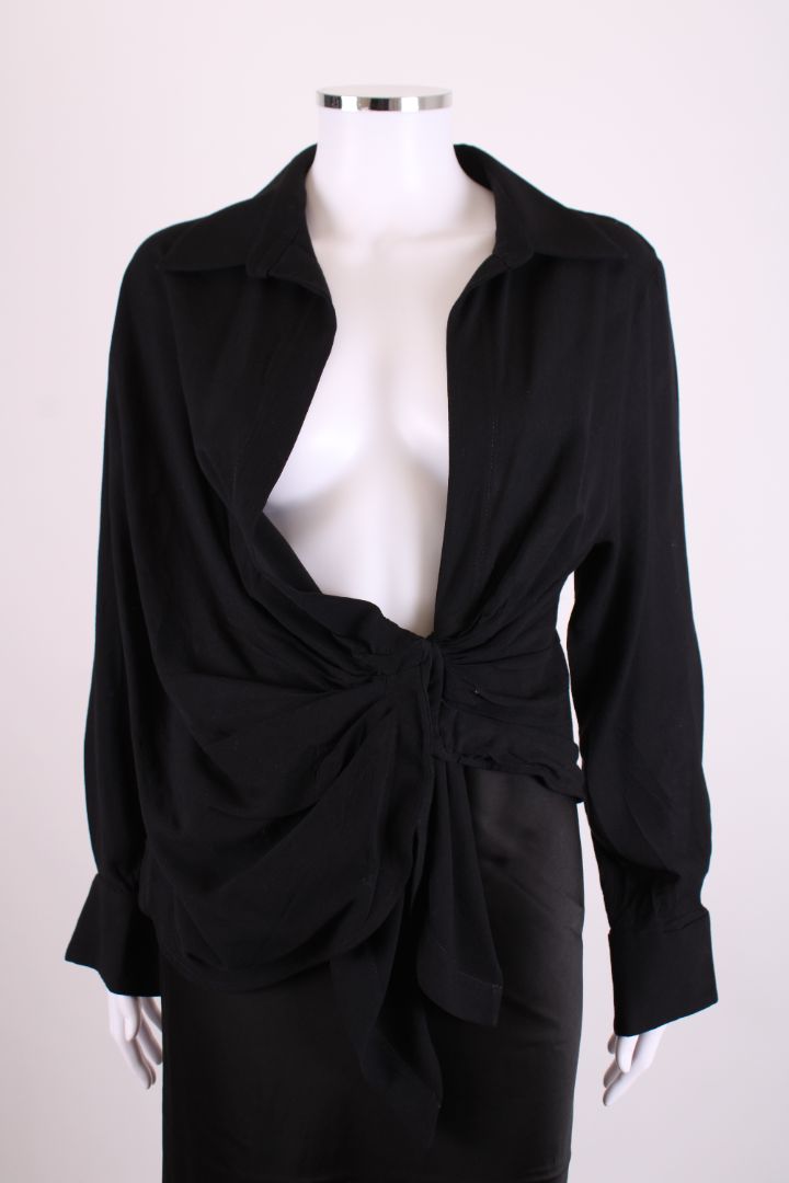 Jacquemus L/S Low V Neck Blouse Black 6