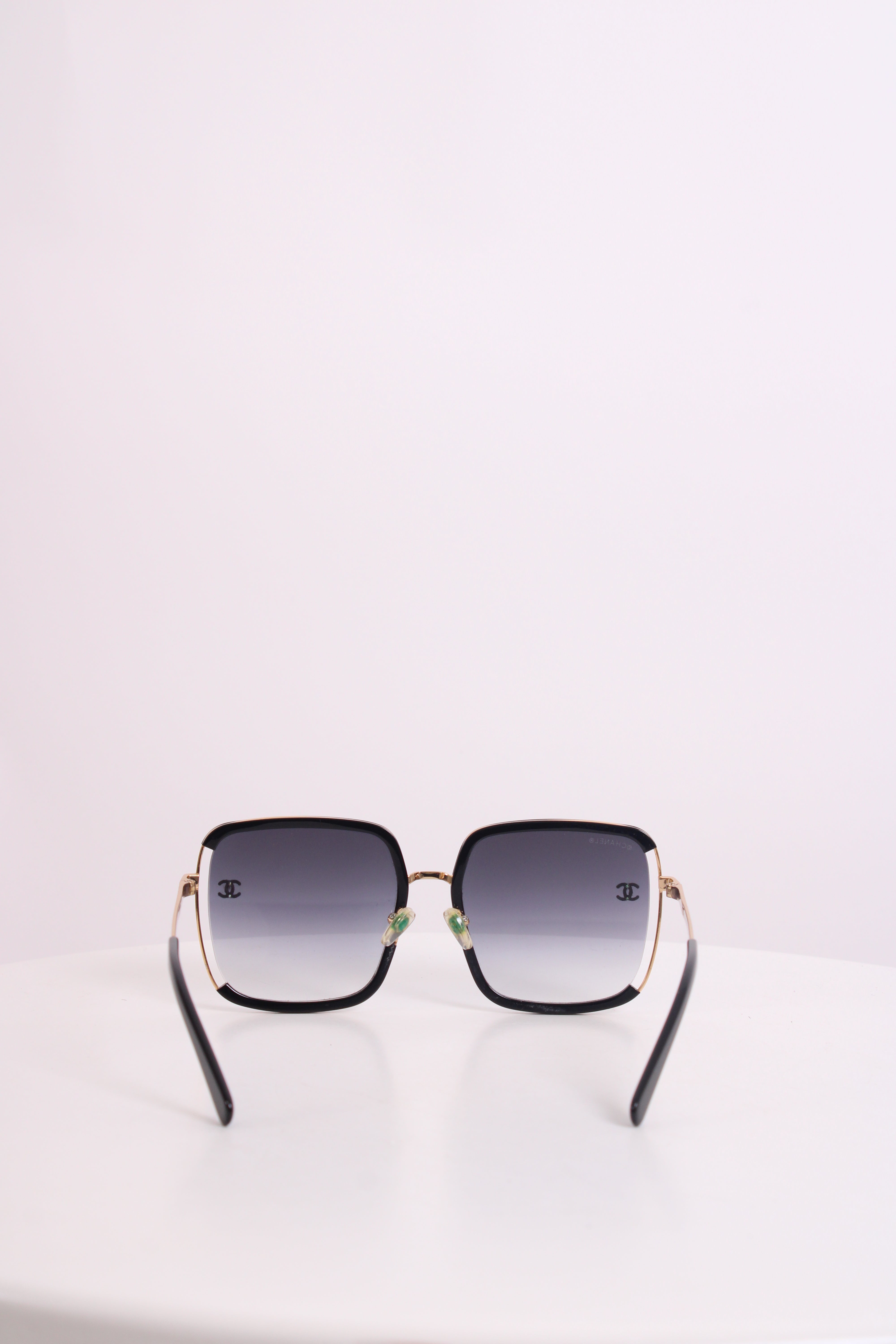 Chanel Square Frame Sunglasses Black/ Gold