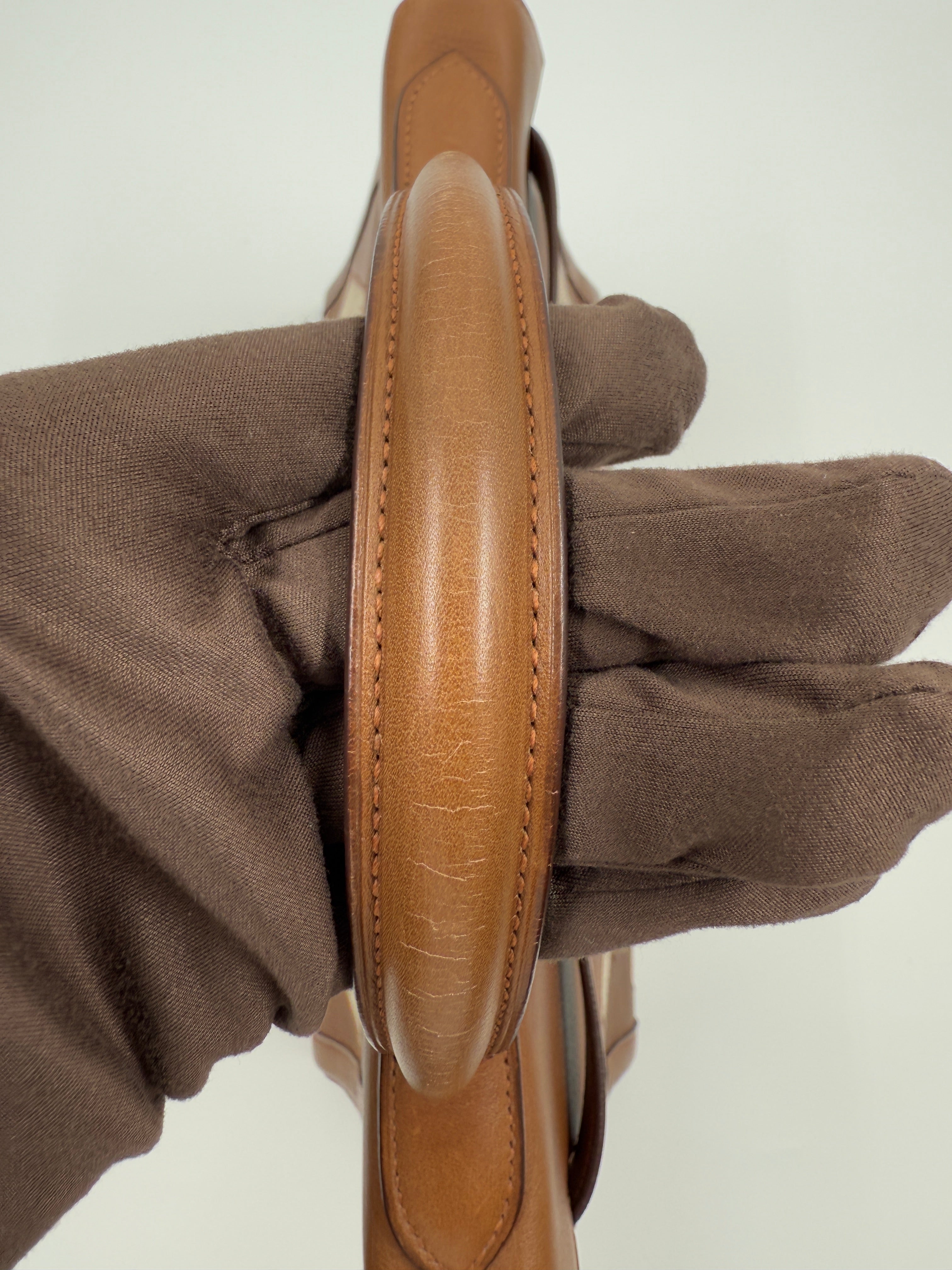 *LONDON LOCATED* VINTAGE HERMÈS KELLY 32CM "ULYSSE" GOLD Gulliver & Toile with Gold Hardware