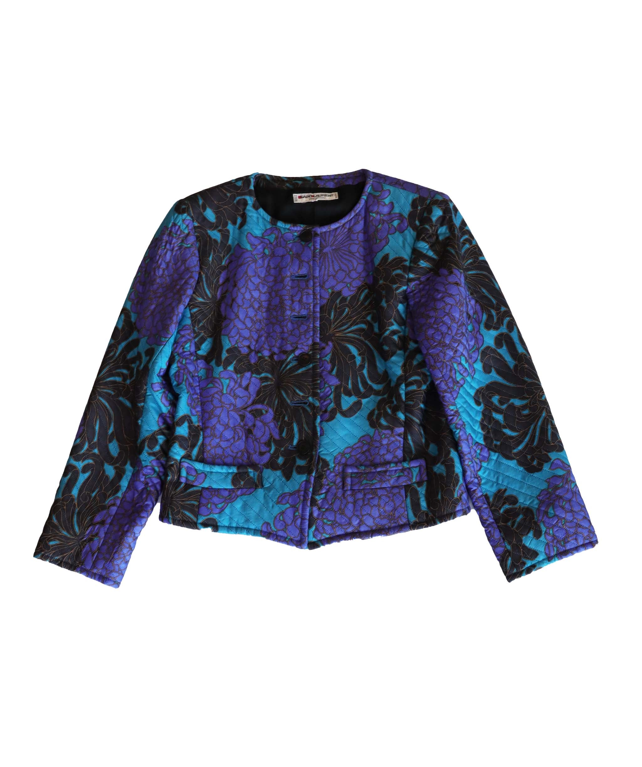 Yves Saint Laurent silky violet padded flower jacket AGC1856