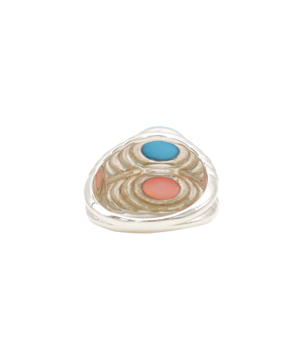 Silver Double Ring  Opal Pink and Blue  DXBS6774