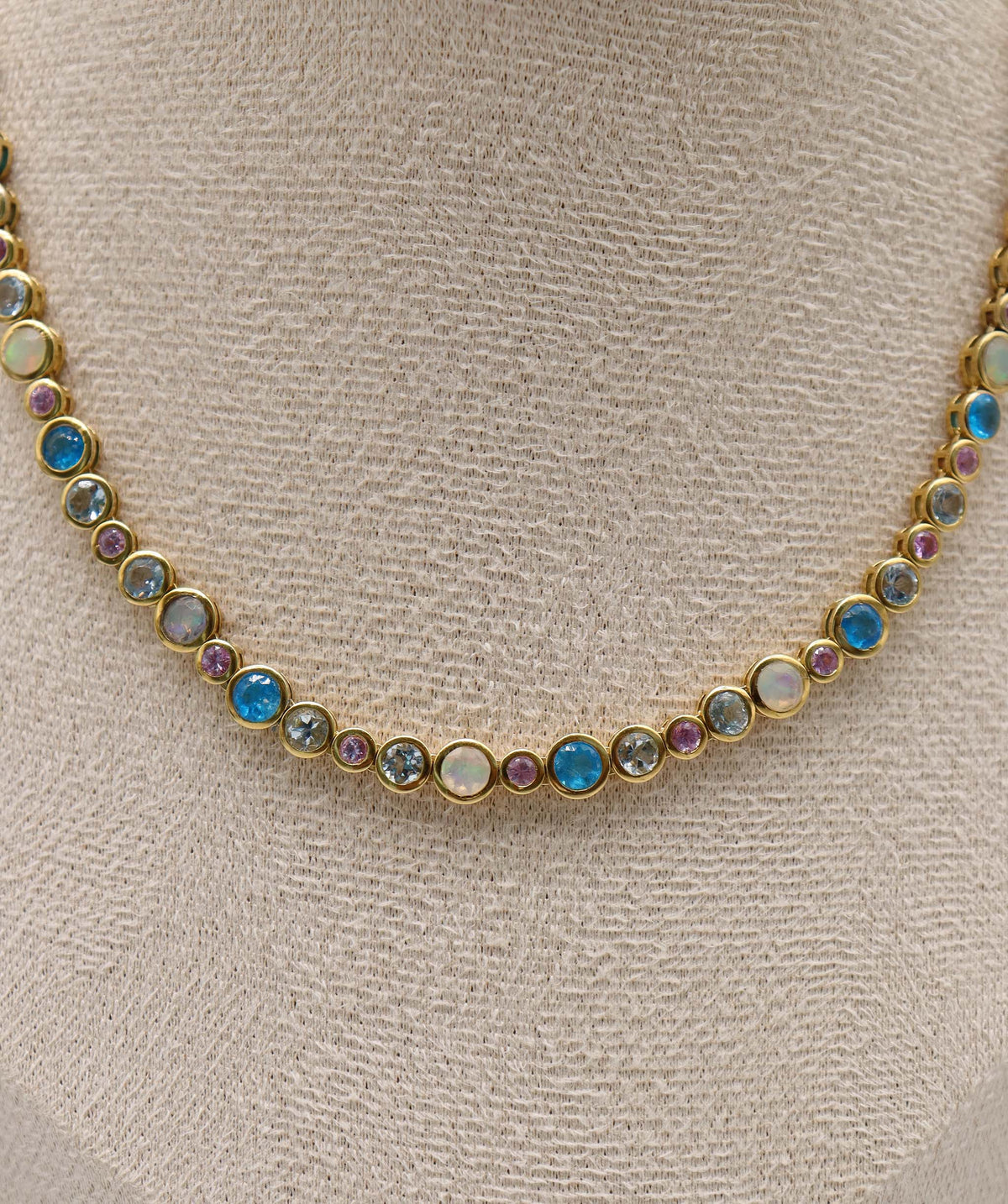 Silver Multi Color Gems Bubble Necklace YG Plated DXBS6875