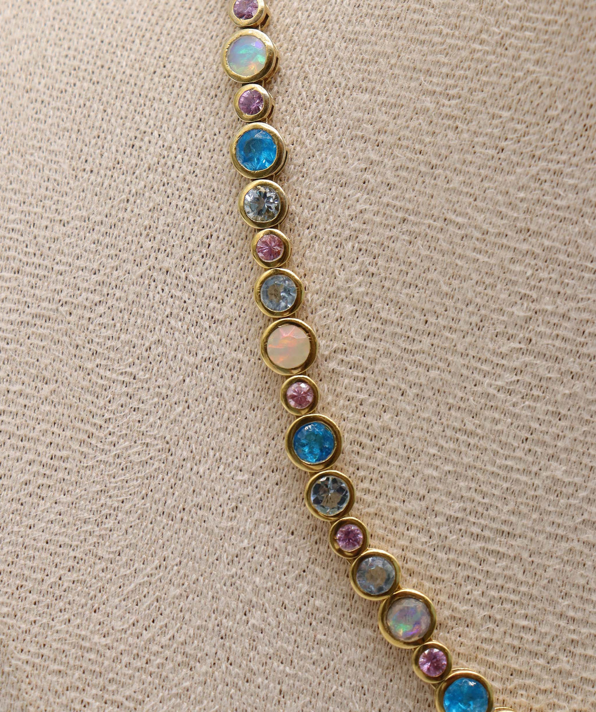 Silver Multi Color Gems Bubble Necklace YG Plated DXBS6875